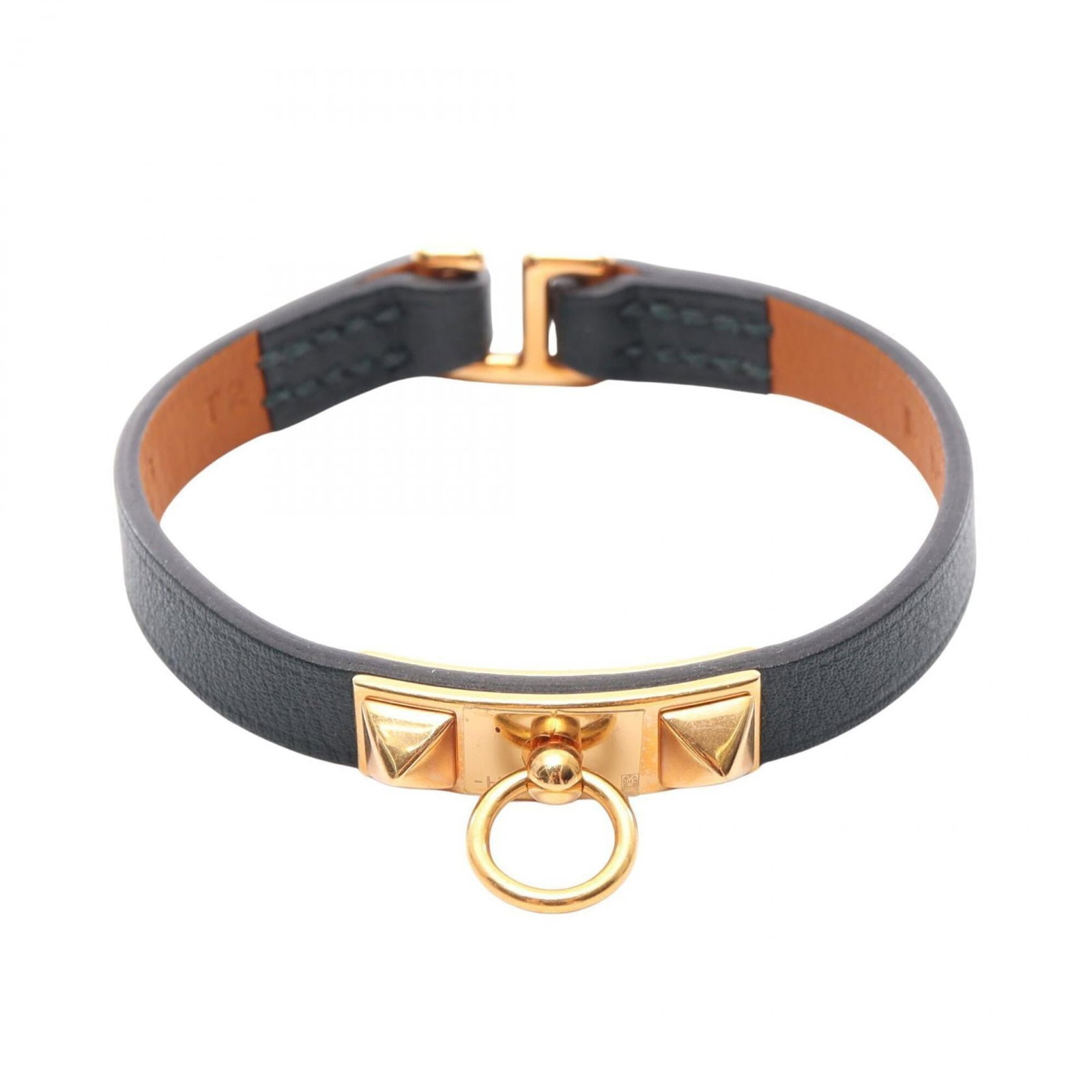 Hermes Charm Bracelet Gold Plating Leather: Hermes Charm Bracelet Gold Plating Leather Gold plating and supple leather come together in this iconic Hermes charm bracelet, showcasing the luxury brand's signature style. With its 14.5cm length and