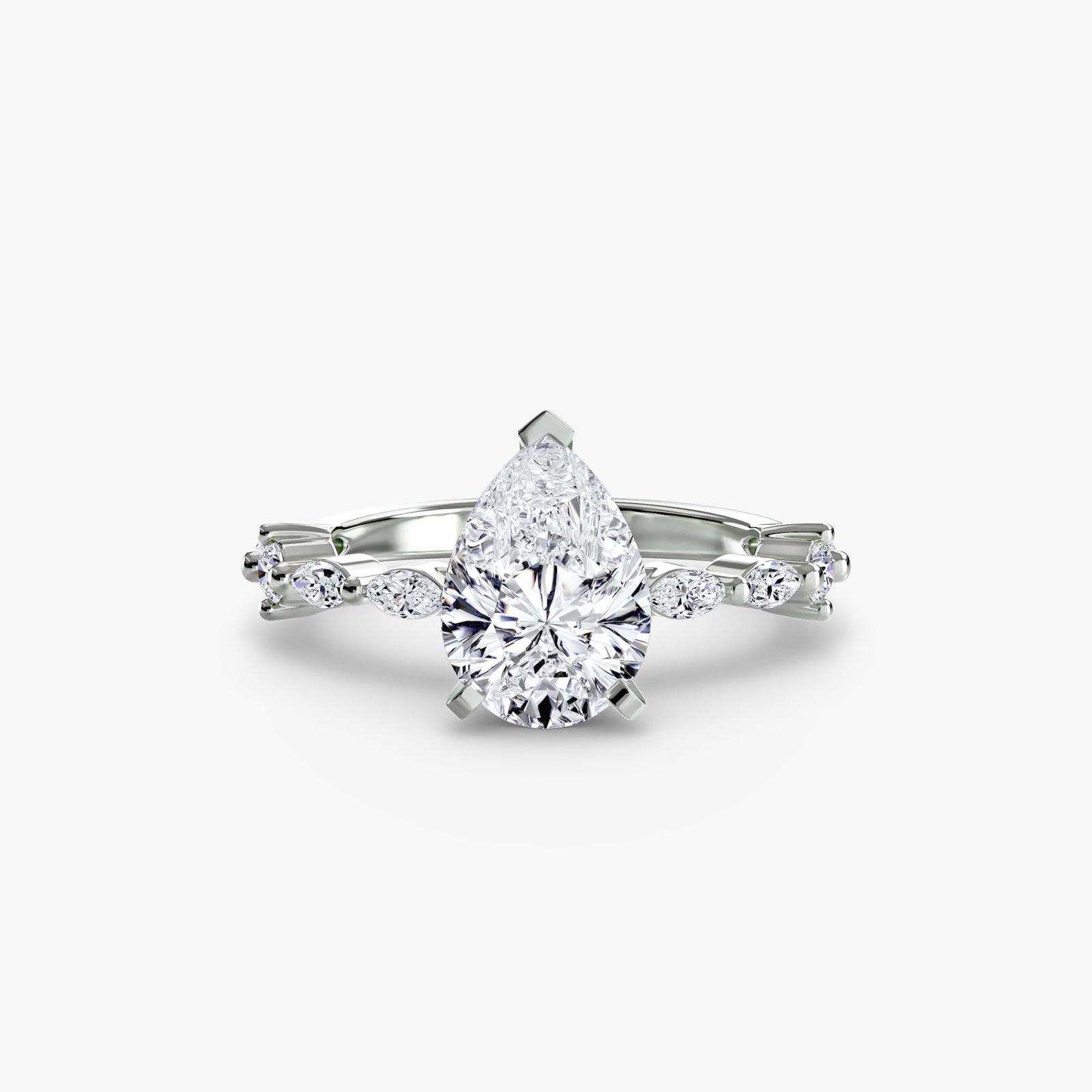 Pave Pear 950 Platinum Ring Setting - 2