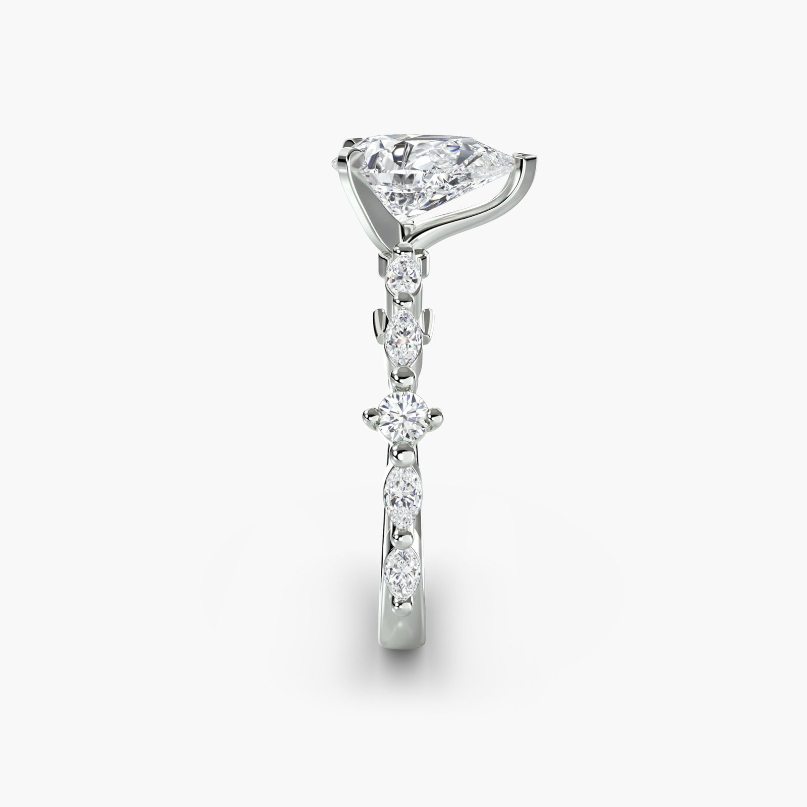 Pave Pear 950 Platinum Ring Setting - 3