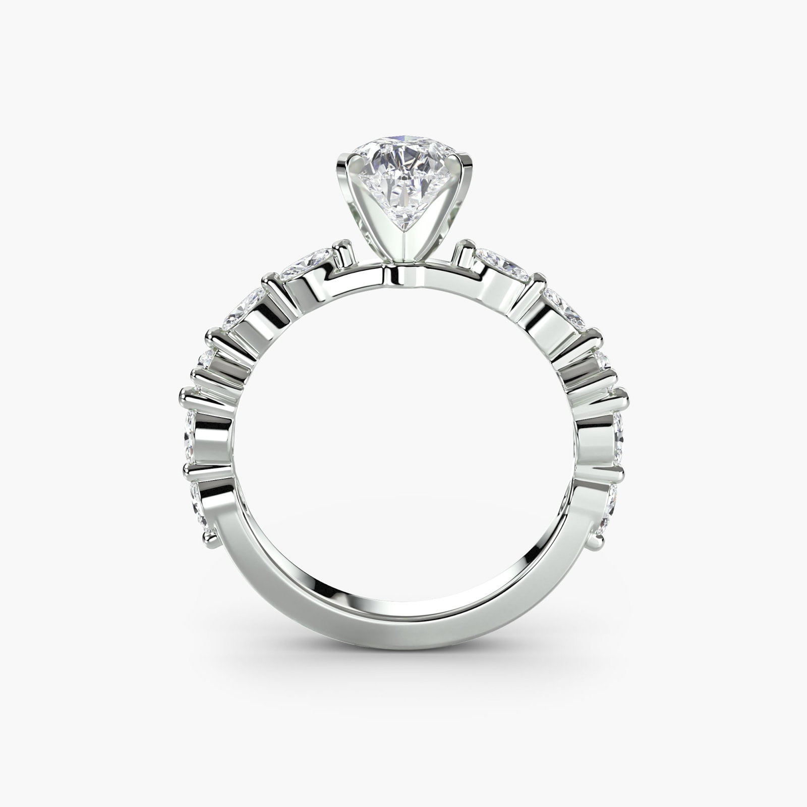 Pave Pear 950 Platinum Ring Setting - 4