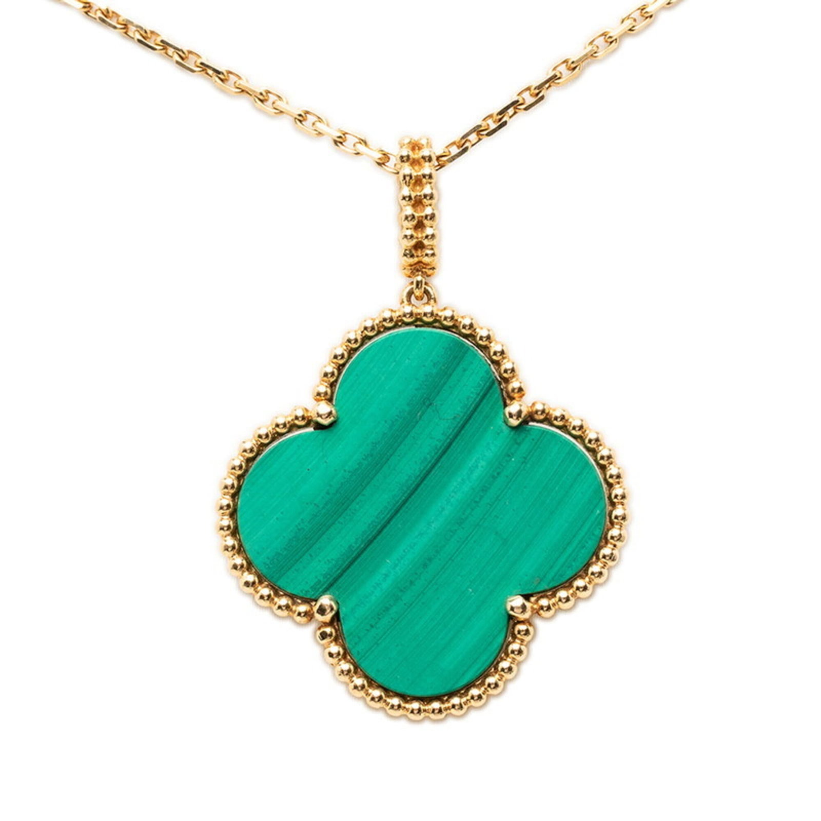 Van Cleef & Arpels Magic Alhambra Long Necklace 1 Motif Green 18K Yellow Gold (Au750) Women'S.: Van Cleef & Arpels Magic Alhambra Long Necklace 1 Motif Green 18K Yellow Gold (Au750) Women'S. Van Cleef & Arpels Magic Alhambra Long Necklace in 18K Yellow Gold with a striking green motif, measuring