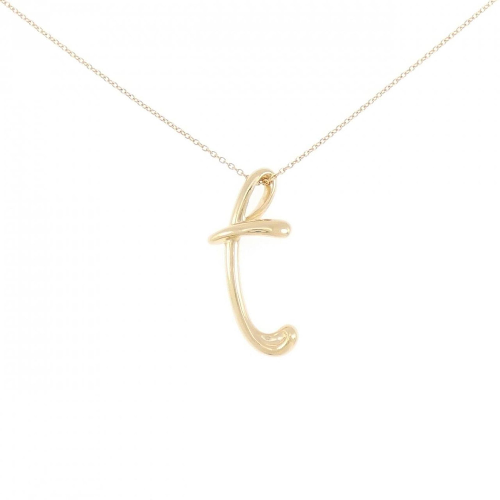 Letter Tiffany Necklace: Letter Tiffany Necklace Yellow Gold (18K) Tiffany Necklace Pendant, 41 cm / 16.14'' Circumference, 25.4mm x 11.1mm Pendant Size, Used Condition with a few traces of usage and some scratches/dirt prese