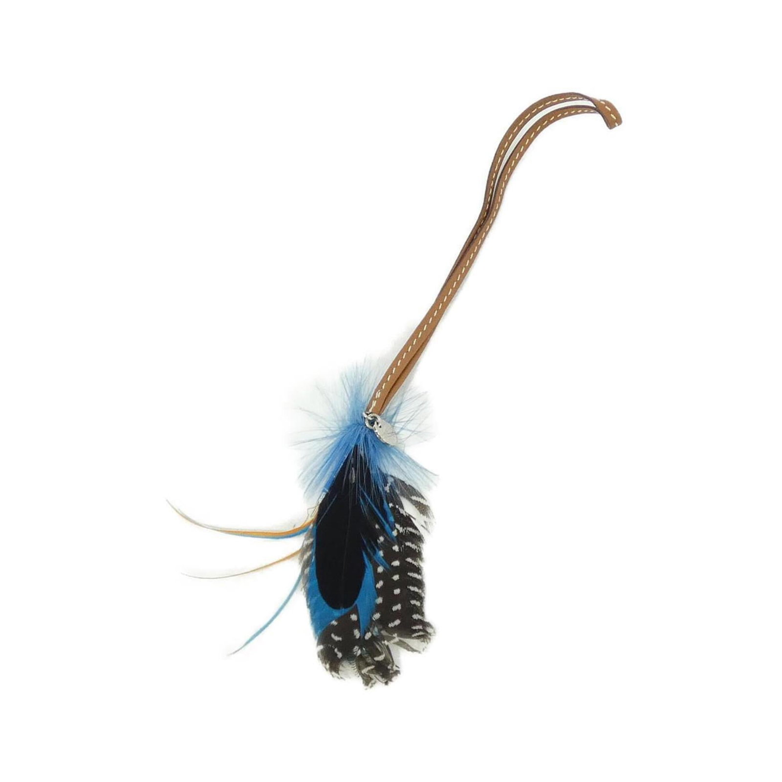 Swift Leather Charm Hermes Feathers: Swift Leather Charm Hermes Feathers Swift Leather Charm Hermes Feathers are a unique accessory featuring feathers from the iconic Hermes brand, encased in swift leather. The blue, gold, and silver