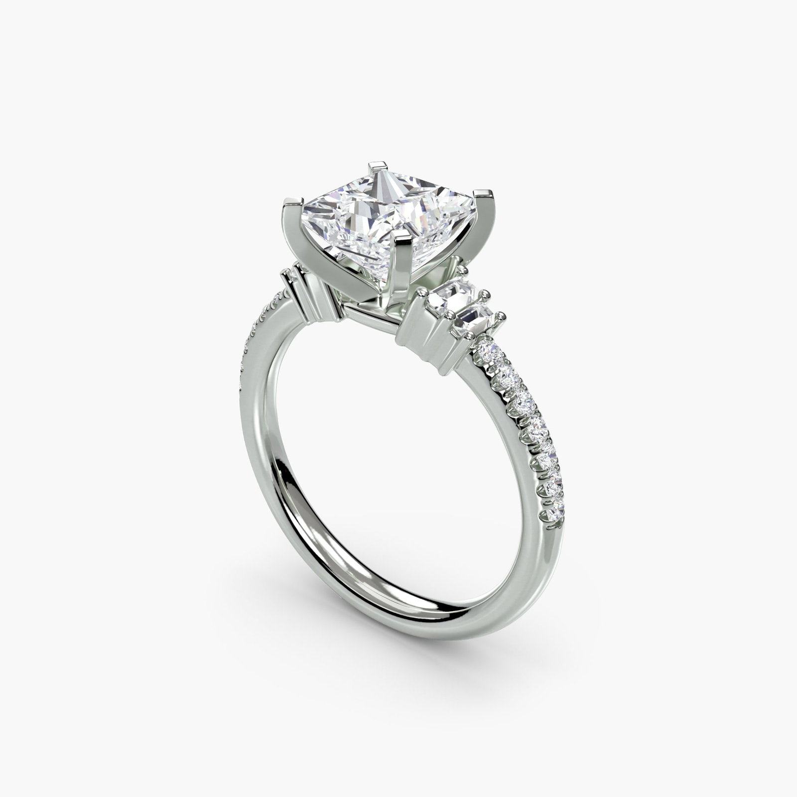 Pave Princess 950 Platinum Ring Setting - 5