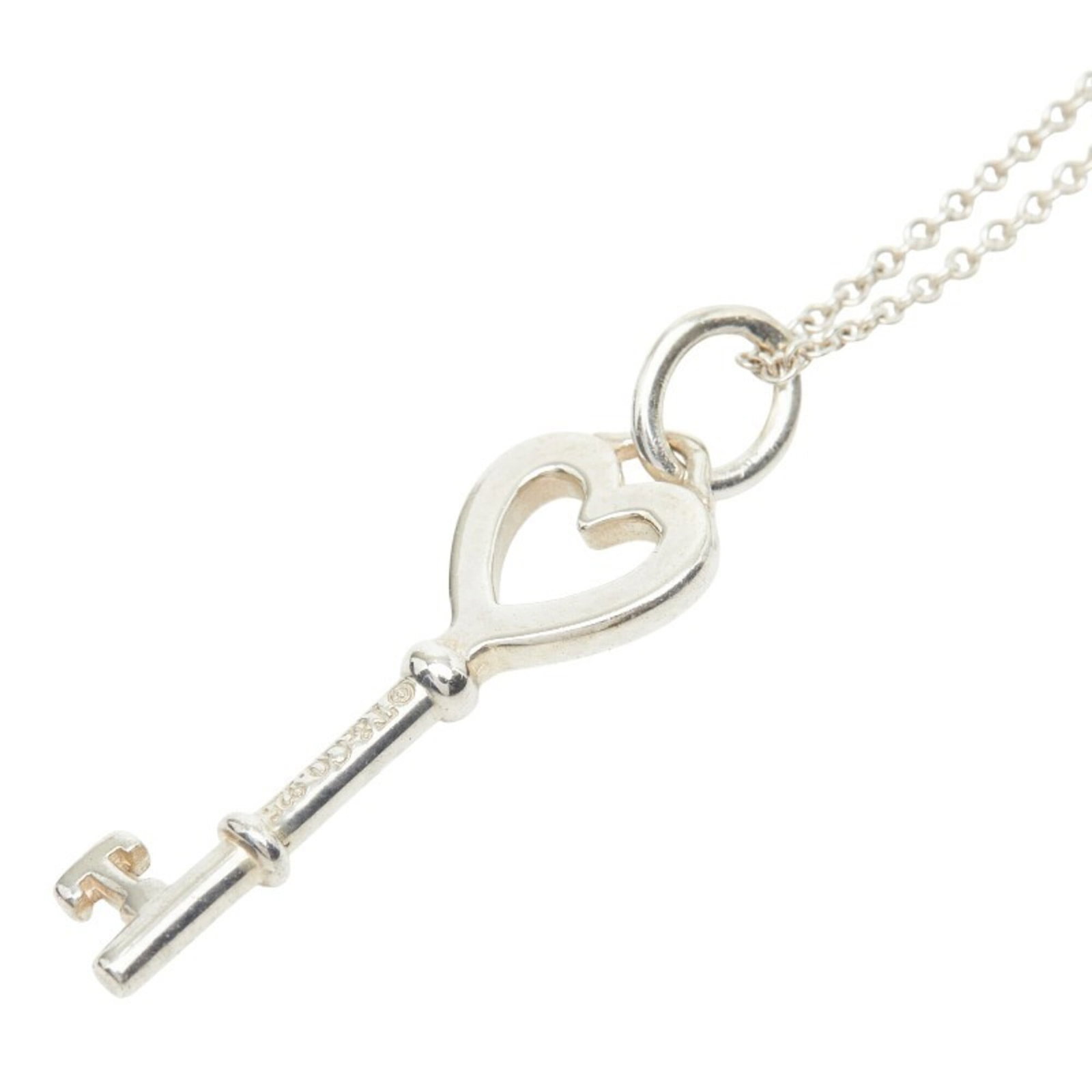 Tiffany & Co. Heart Key Chain Pendant Necklace Sv925 Silver Women'S. (1 of 7)