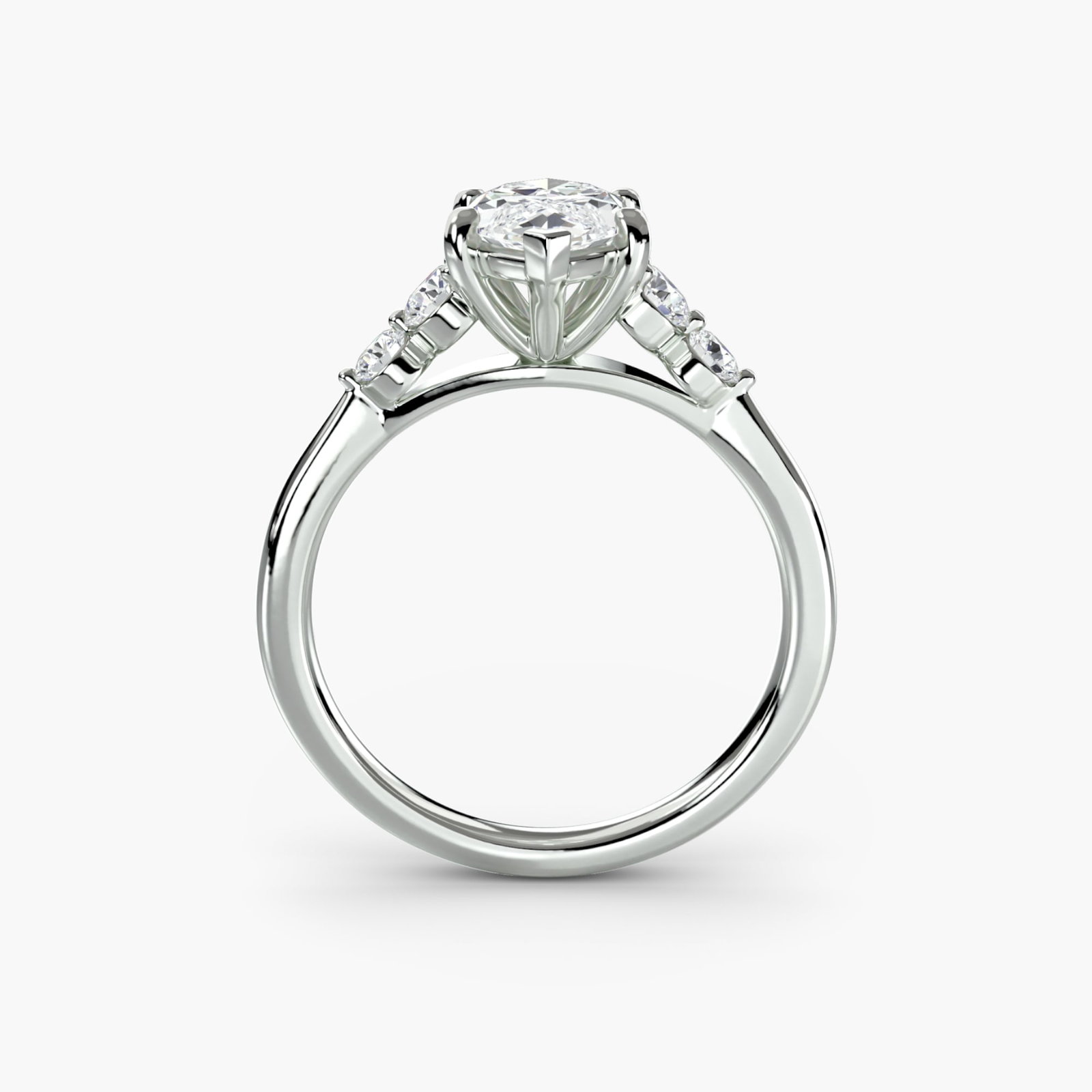 Solitaire Marquise 14Kt White Gold Ring Setting: Solitaire Marquise 14Kt White Gold Ring Setting The Solitaire Marquise 14Kt White Gold Ring Setting boasts a sleek, marquise-cut design, showcasing four lab-grown side stones totaling 0.23 carats in