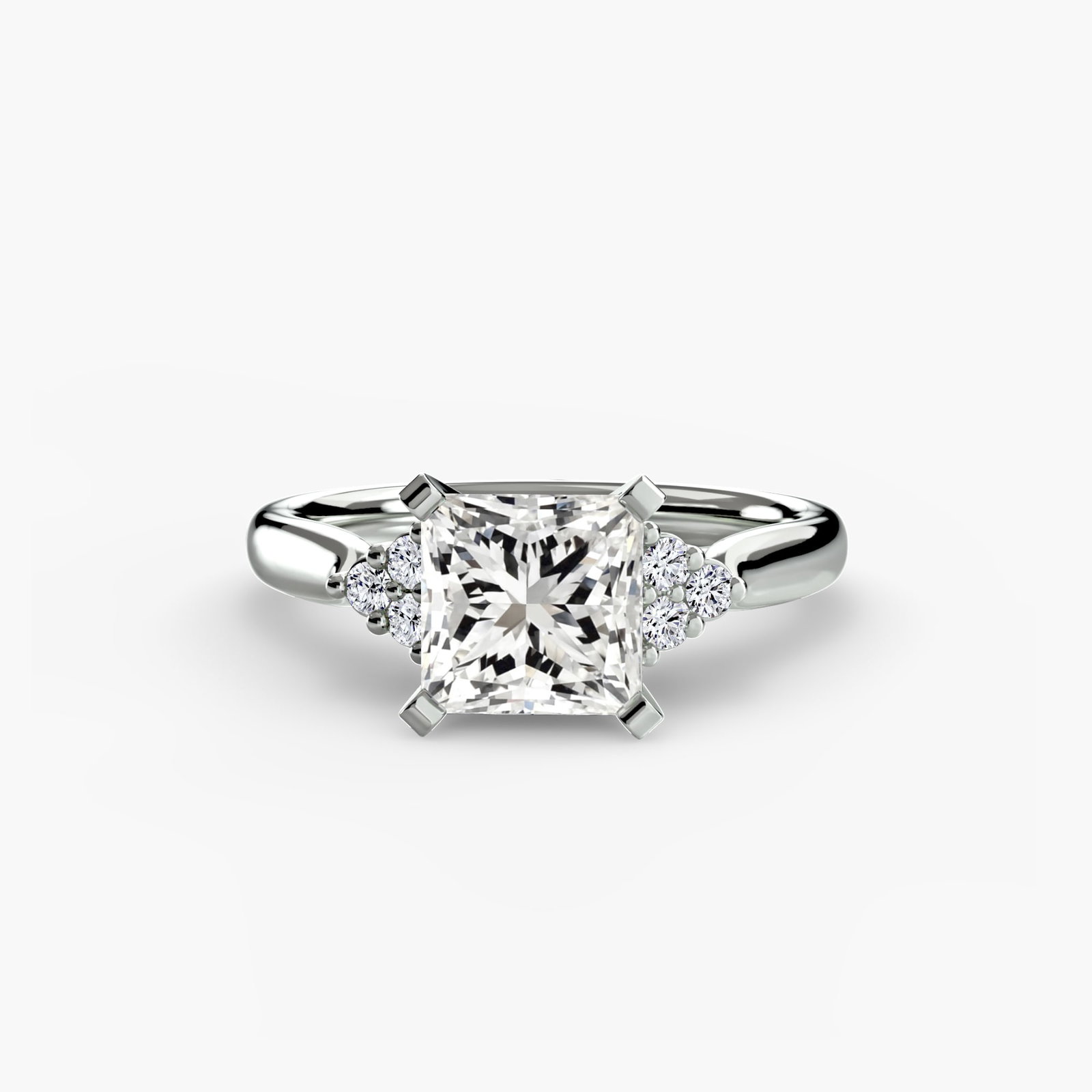 Solitaire Princess 950 Platinum Ring Setting - 2