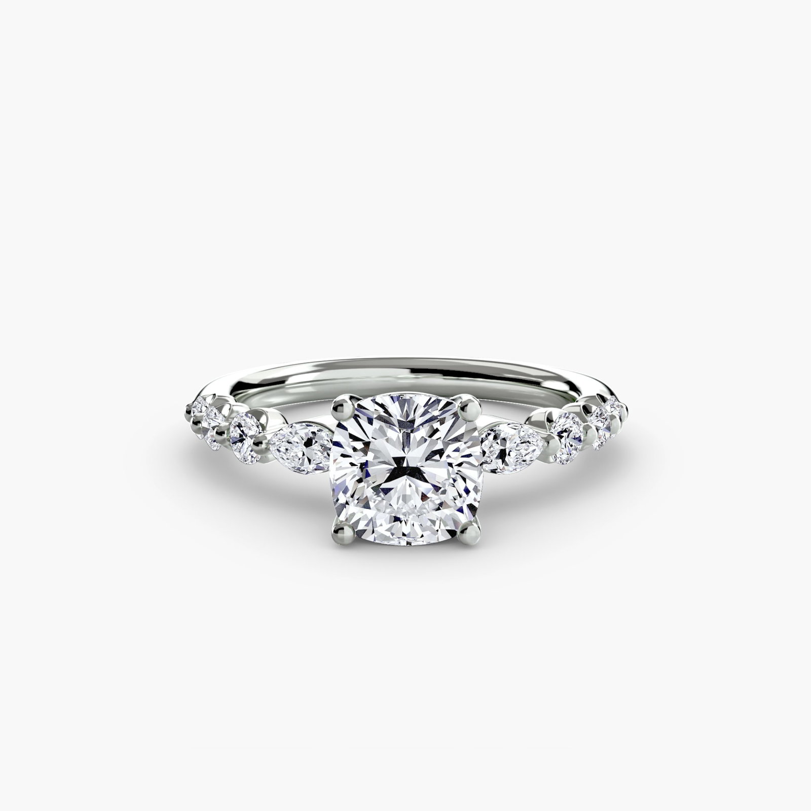 Pave Cushion 950 Platinum Ring Setting - 2