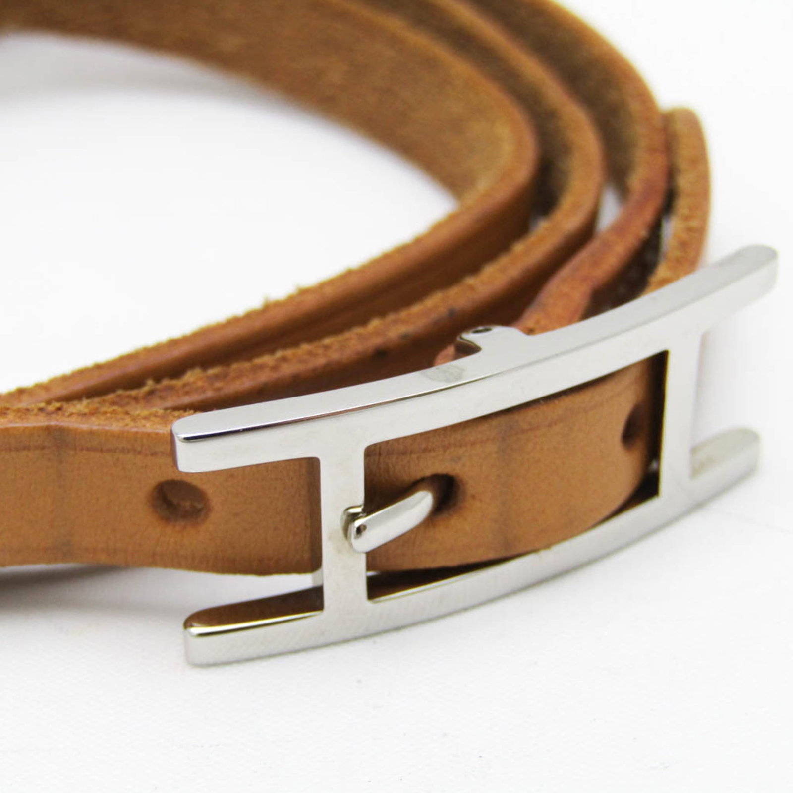 Metal leather bangle Hermes - 3