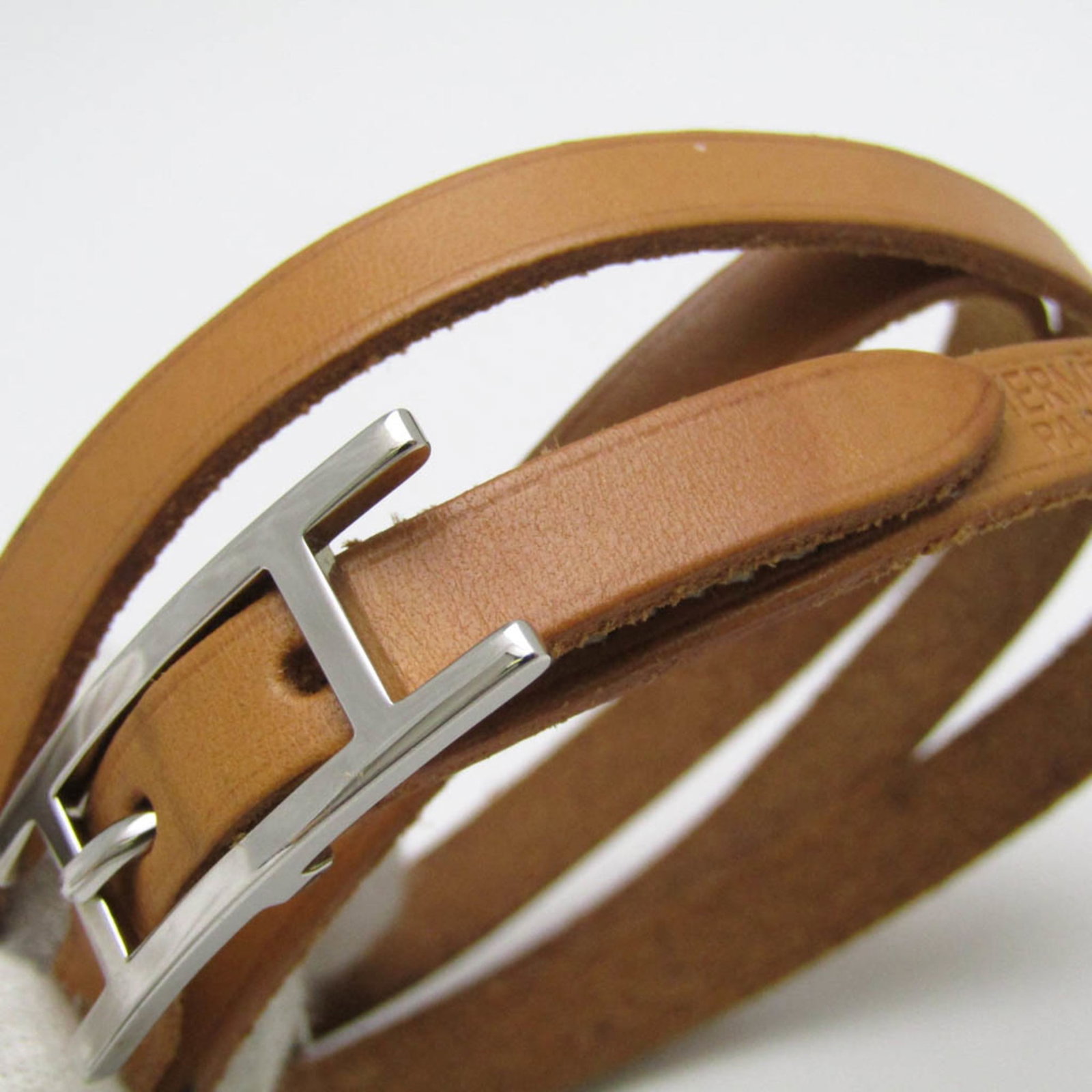 Metal leather bangle Hermes - 6