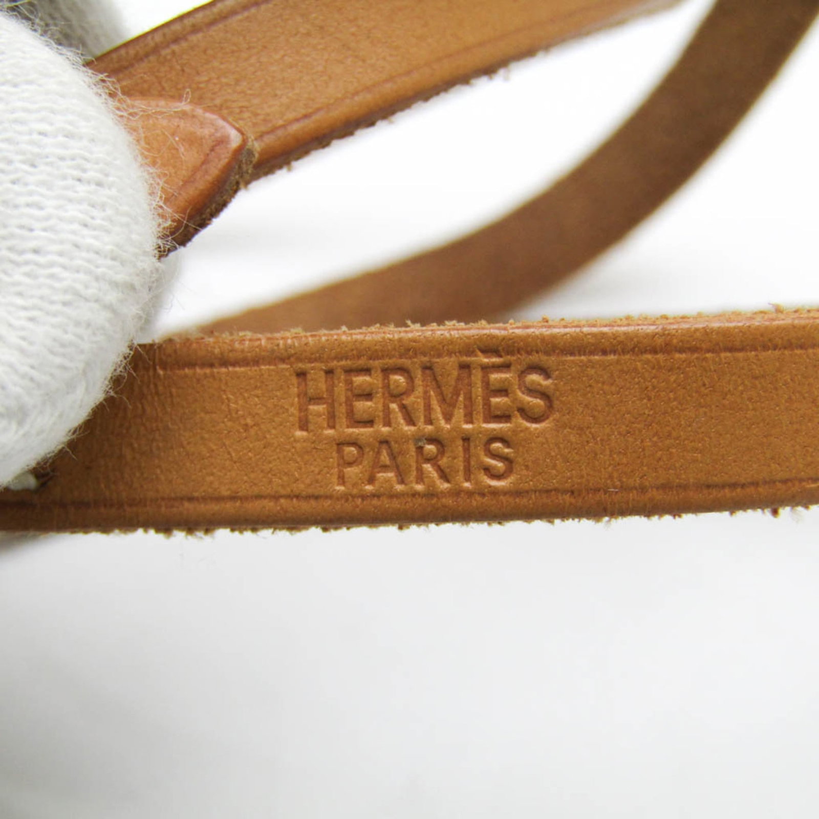 Metal leather bangle Hermes - 8