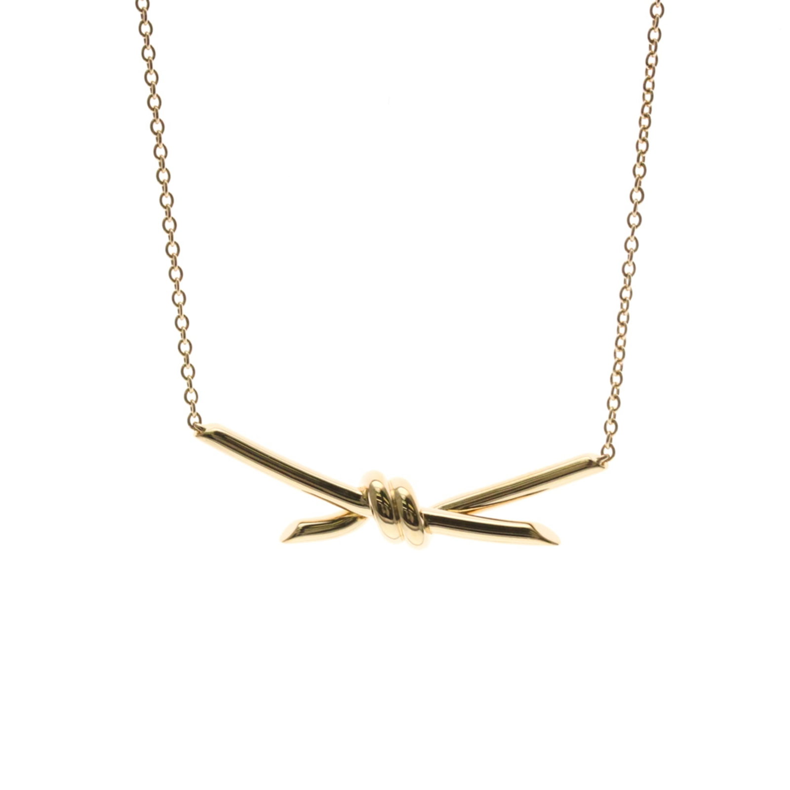 Pink Gold 18K Menwomen Fashion Pendant Necklace Tiffany Knot Necklace (1 of 14)