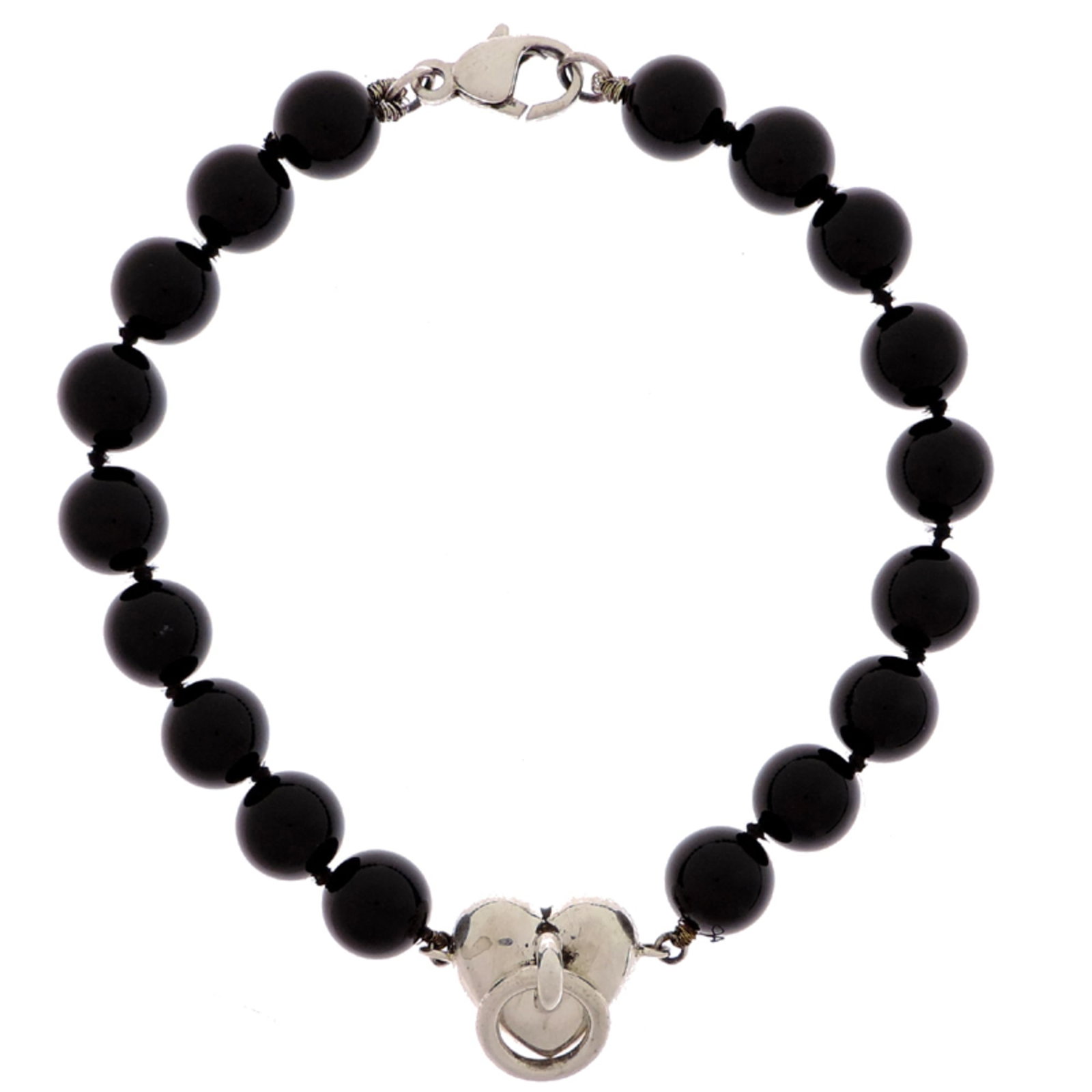 Charm Tiffany Bracelet 925 Silver: Charm Tiffany Bracelet 925 Silver Charm Tiffany Bracelet 925 Silver - A sleek and sophisticated charm bracelet featuring a striking black onyx stone set in sterling silver, measuring 21cm in length.
