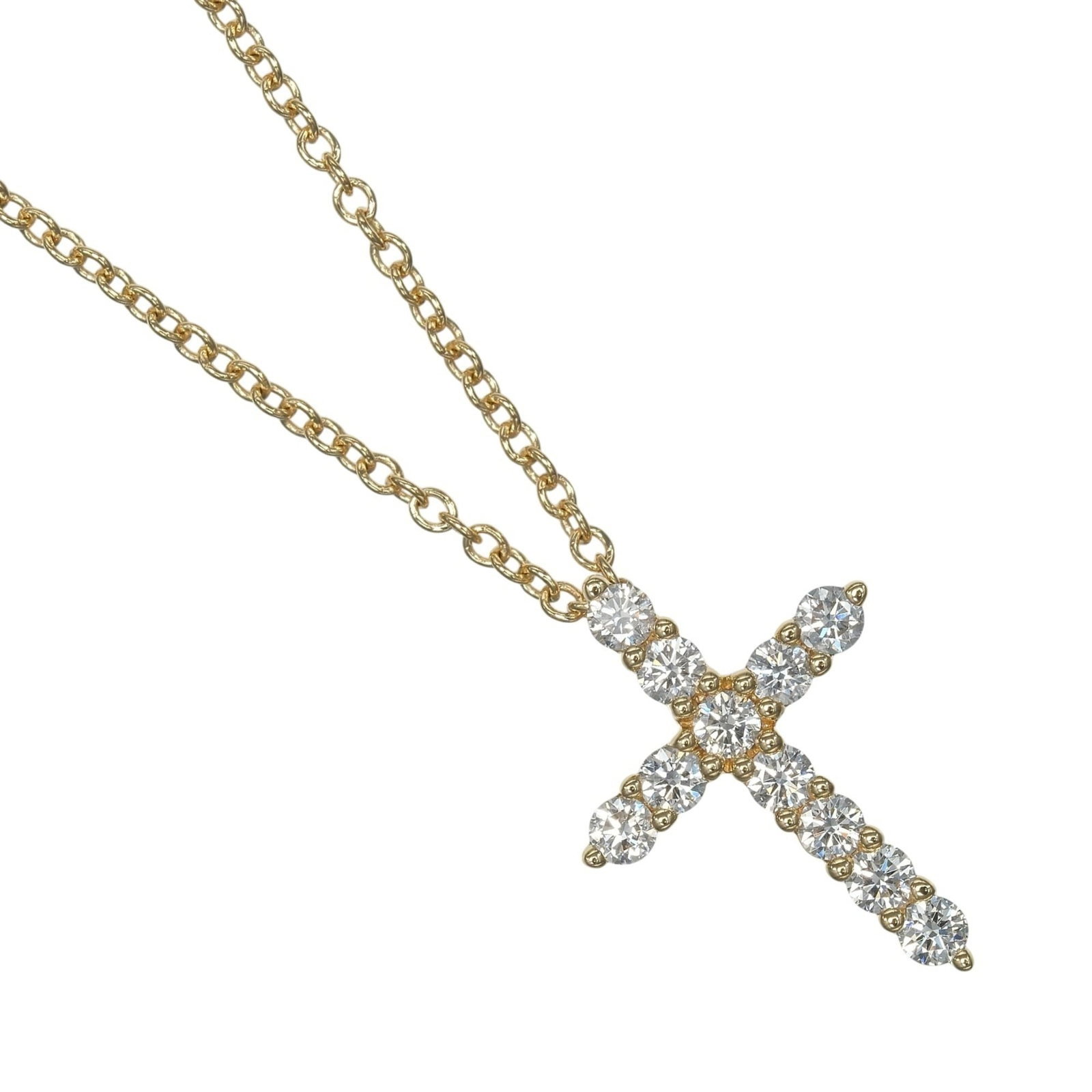 Yellow Gold 18K Cross Necklace with Diamonds Xs Approx 2.22G: Yellow Gold 18K Cross Necklace with Diamonds Xs Approx 2.22G Yellow Gold 18K Cross Necklace with Diamonds Xs Approx 2.22G features a striking combination of 18k yellow gold and diamonds, showcasing a