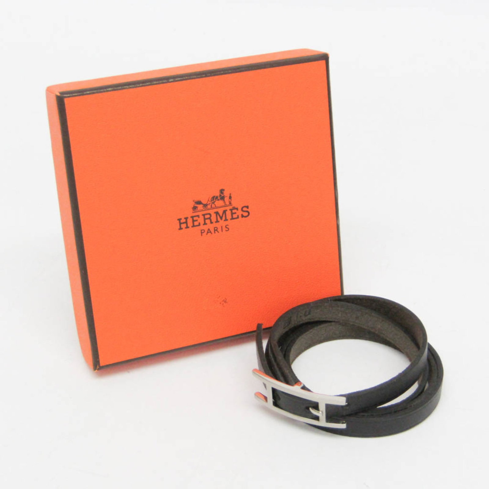 Metal leather bangle Hermes - 2