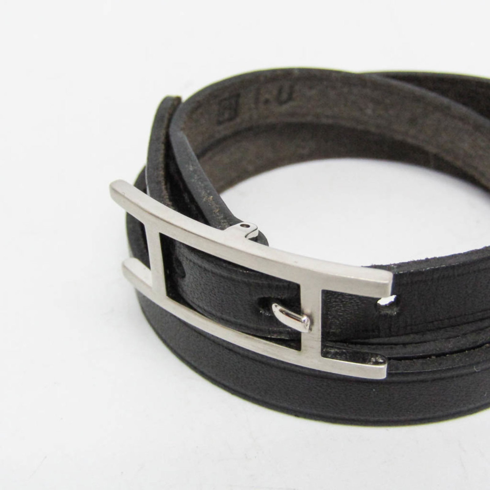 Metal leather bangle Hermes - 4