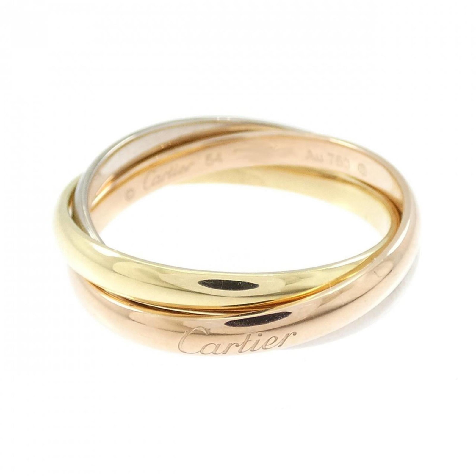 Cartier Pink 18k White 18k Yellow Gold Ring Band: Cartier Pink 18k White 18k Yellow Gold Ring Band Cartier Pink 18k White 18k Yellow Gold Ring Band - A beautiful, used band ring featuring pink gold (18K) and white gold (18K), yellow gold (18K) combin