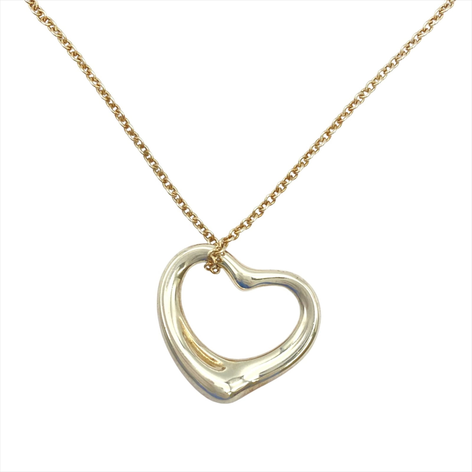 Tiffany & Co. Elsa Peretti Open Heart Necklace Sv925 6.0G Silver Women'S.: Tiffany & Co. Elsa Peretti Open Heart Necklace Sv925 6.0G Silver Women'S. Tiffany & Co.'s Elsa Peretti Open Heart Necklace in sterling silver (925) features a striking design with a 20mm x 22mm pendan