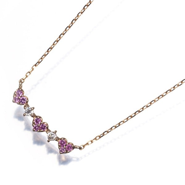 Ponte Vecchio Necklace Pink Sapphire 0.07Ct Diamond 0.03Ct Heart 18K Rg: Ponte Vecchio Necklace Pink Sapphire 0.07Ct Diamond 0.03Ct Heart 18K Rg The Ponte Vecchio Necklace showcases a delicate heart-shaped pendant featuring a natural pink sapphire and a 0.03Ct diamond, set