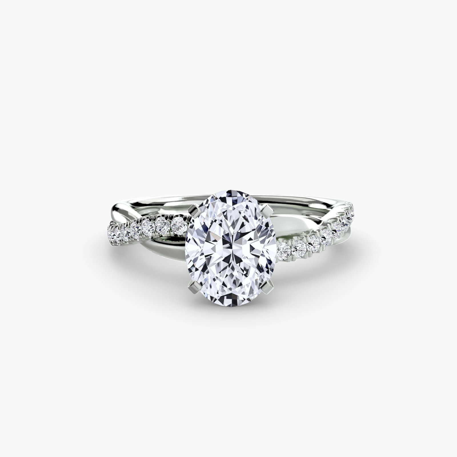 Pave Oval 950 Platinum Ring Setting - 2