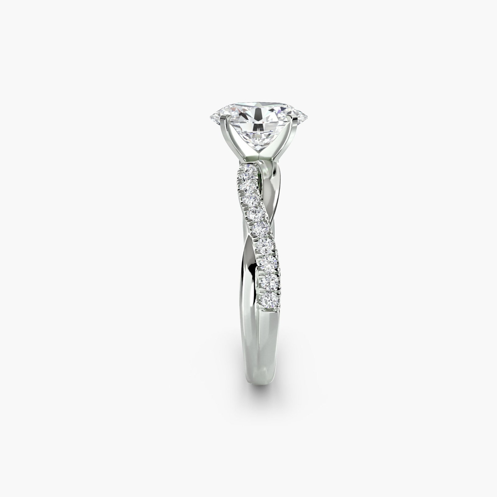 Pave Oval 950 Platinum Ring Setting - 3