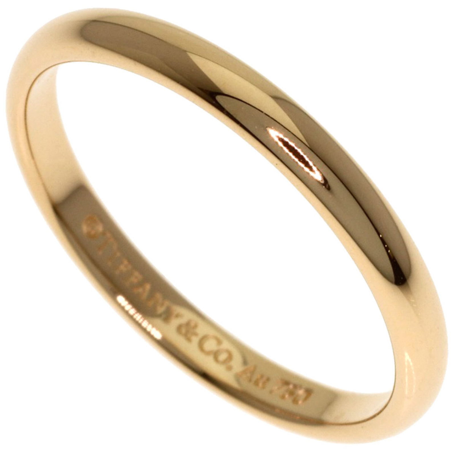 Pink Gold Ring Band Tiffany: Pink Gold Ring Band Tiffany Pink Gold Ring Band from Tiffany features an elegant design in 18K pink gold, with subtle traces of usage and minor scratches. The band's condition is described as very goo