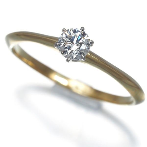 Tiffany&Co. Ring Diamond 0.24Ct Solitaire Us5.75-6 18K Yg/ Platinum: Tiffany&Co. Ring Diamond 0.24Ct Solitaire Us5.75-6 18K Yg/ Platinum Yellow gold 18k Tiffany&Co. ring features a natural diamond solitaire, set in platinum, weighing 0.24 carats. This elegant design sh