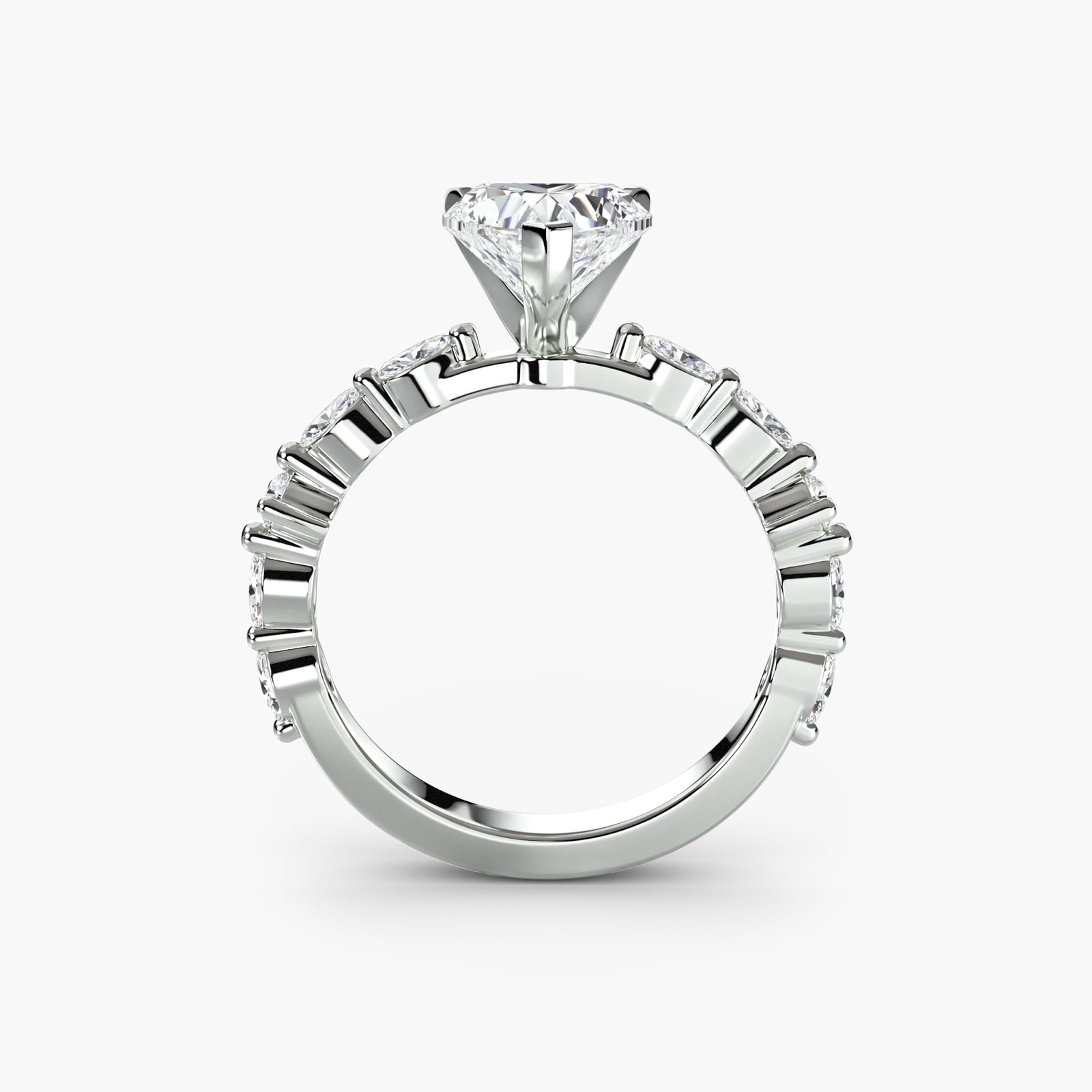 Pave Heart 950 Platinum Ring Setting (1 of 5)