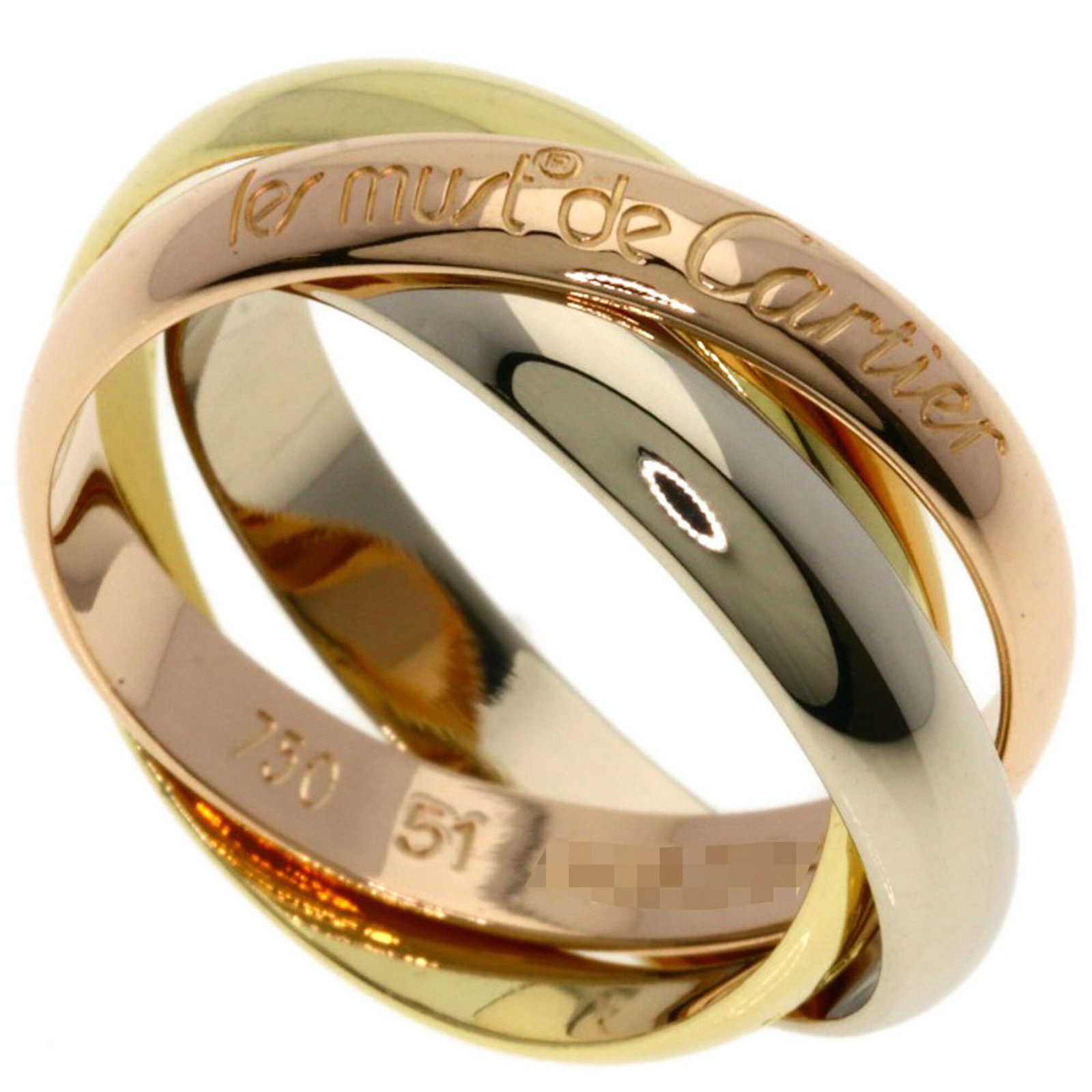 Cartier Pink 18k White 18k Yellow Gold Ring Band: Cartier Pink 18k White 18k Yellow Gold Ring Band Pink Gold (18K) and White Gold (18K) meet in perfect harmony, creating a striking Cartier band ring. The 18k Yellow Gold accents add a touch of warmth 