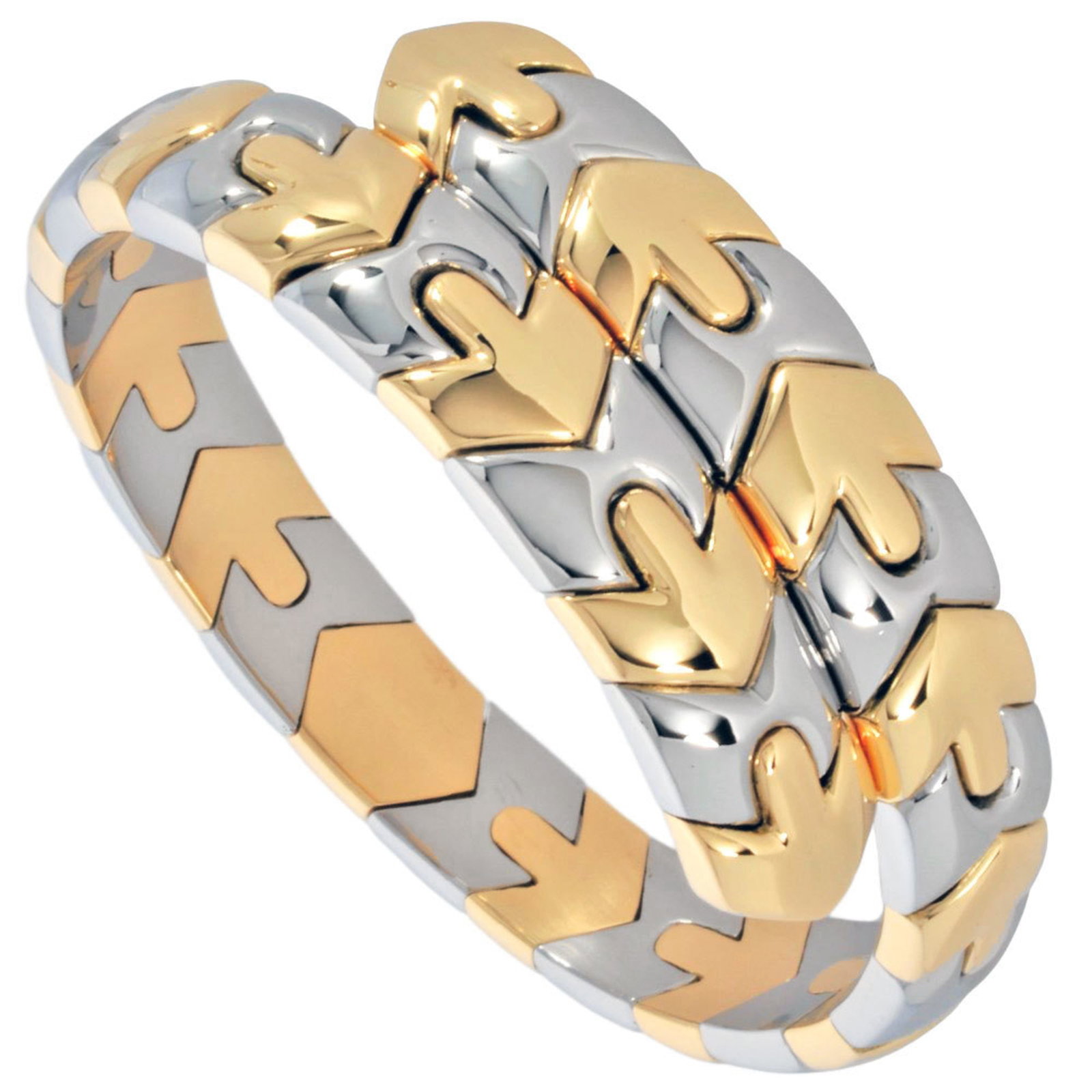 Bvlgari Bangle Stainless Steel Yellow Gold (18K): Bvlgari Bangle Stainless Steel Yellow Gold (18K) Stainless Steel and Yellow Gold Bangle from Bvlgari, crafted with 18K gold for a touch of luxury. This bangle measures 16cm in length and features a su