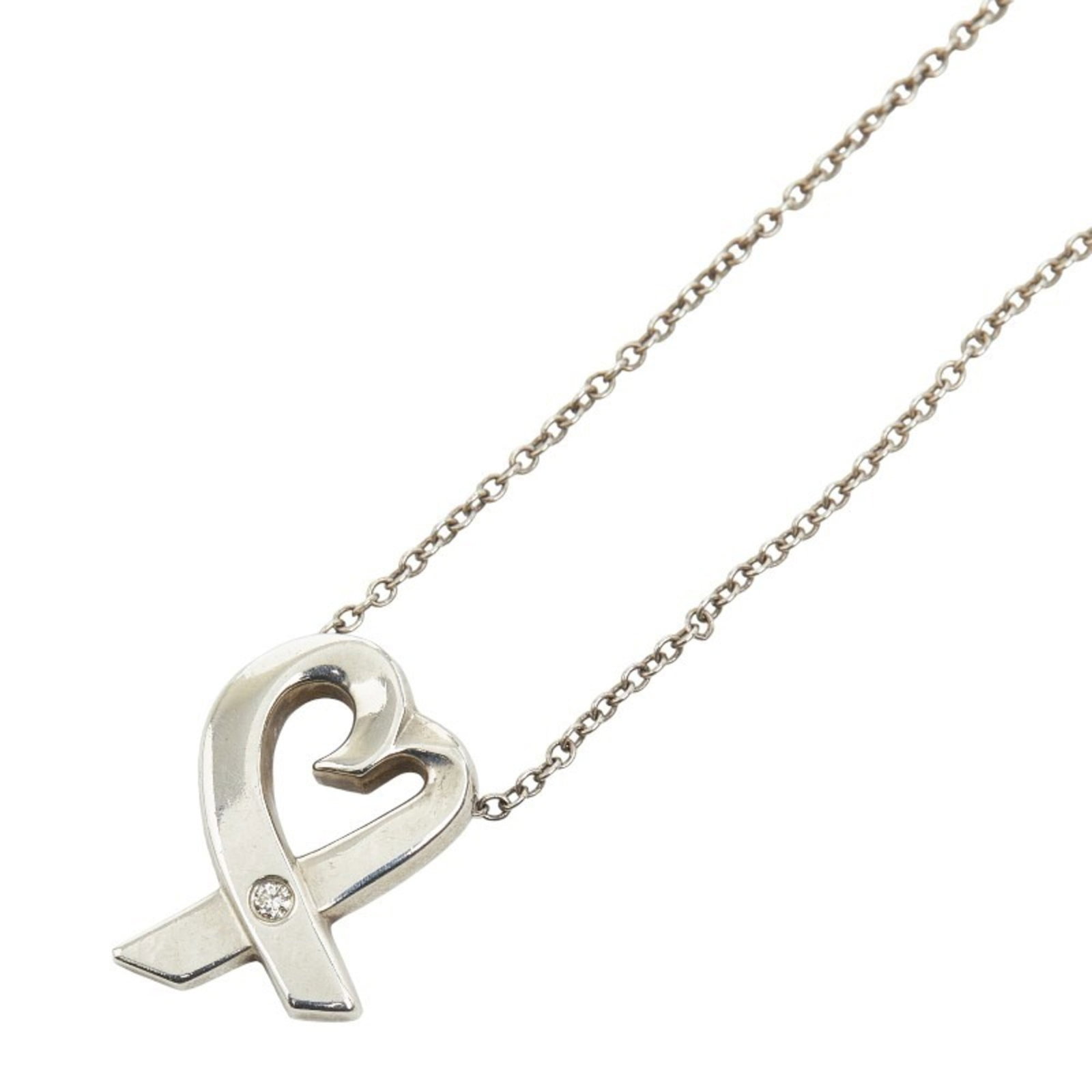 Tiffany & Co. Loving Heart 1-Piece Diamond Necklace In 925 Sterling Silver For Women. Tiffany: Tiffany & Co. Loving Heart 1-Piece Diamond Necklace In 925 Sterling Silver For Women. Tiffany Tiffany & Co. Loving Heart necklace in sterling silver, featuring a beautiful 12.2mm x 15.6mm diamond