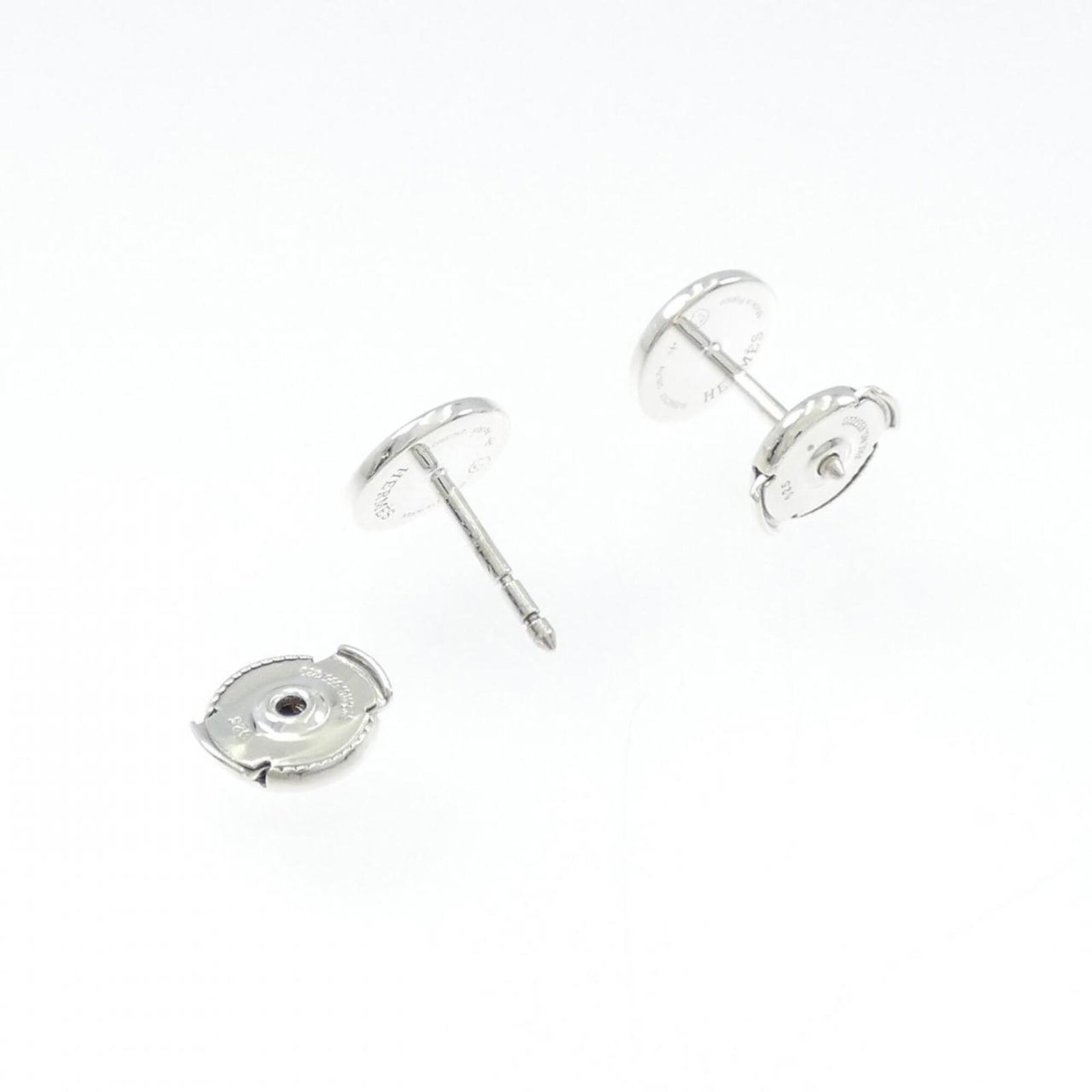 Hermes 925 Silver Earrings Stud - 3