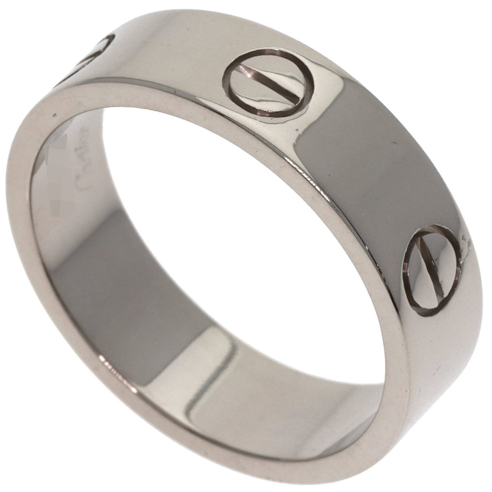 White Gold Cartier Band Ring 18K: White Gold Cartier Band Ring 18K White Gold Cartier Band Ring 18K - A high-end women's band ring featuring 18K white gold material and a classic design. This pre-owned item boasts hardly any signs of
