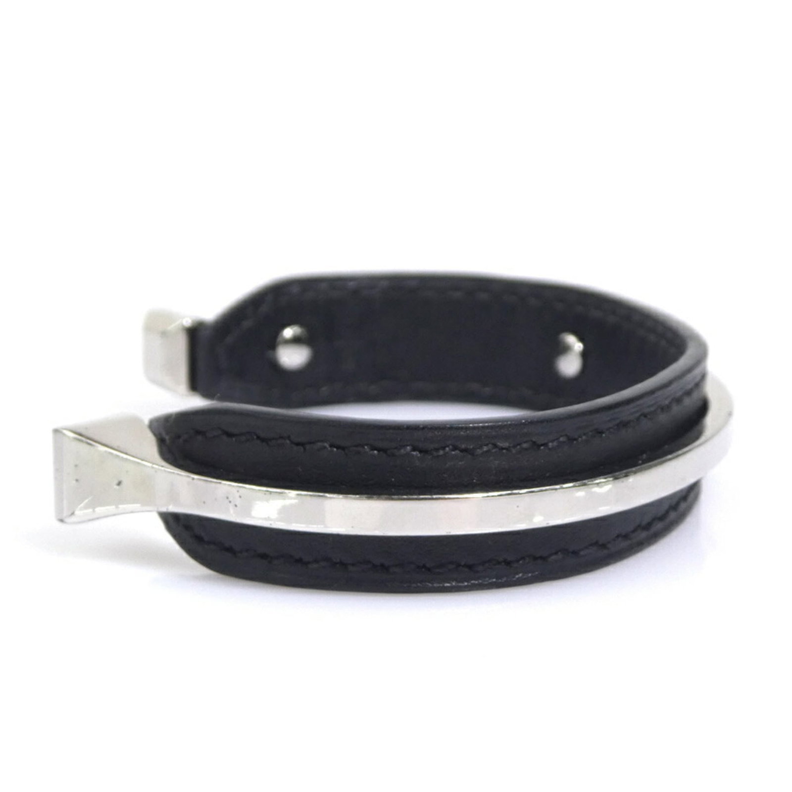 Metal leather bangle Hermes - 2