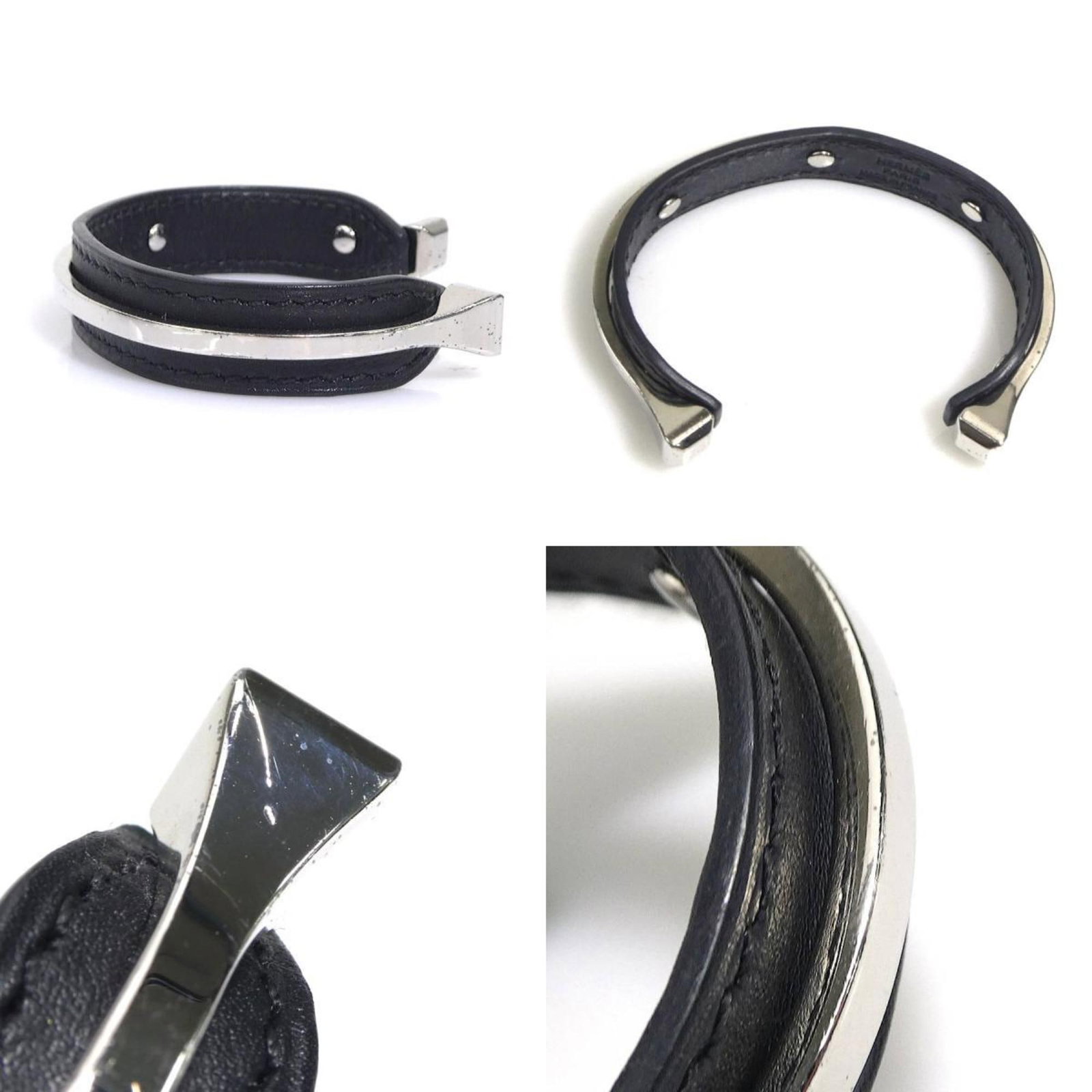 Metal leather bangle Hermes - 4