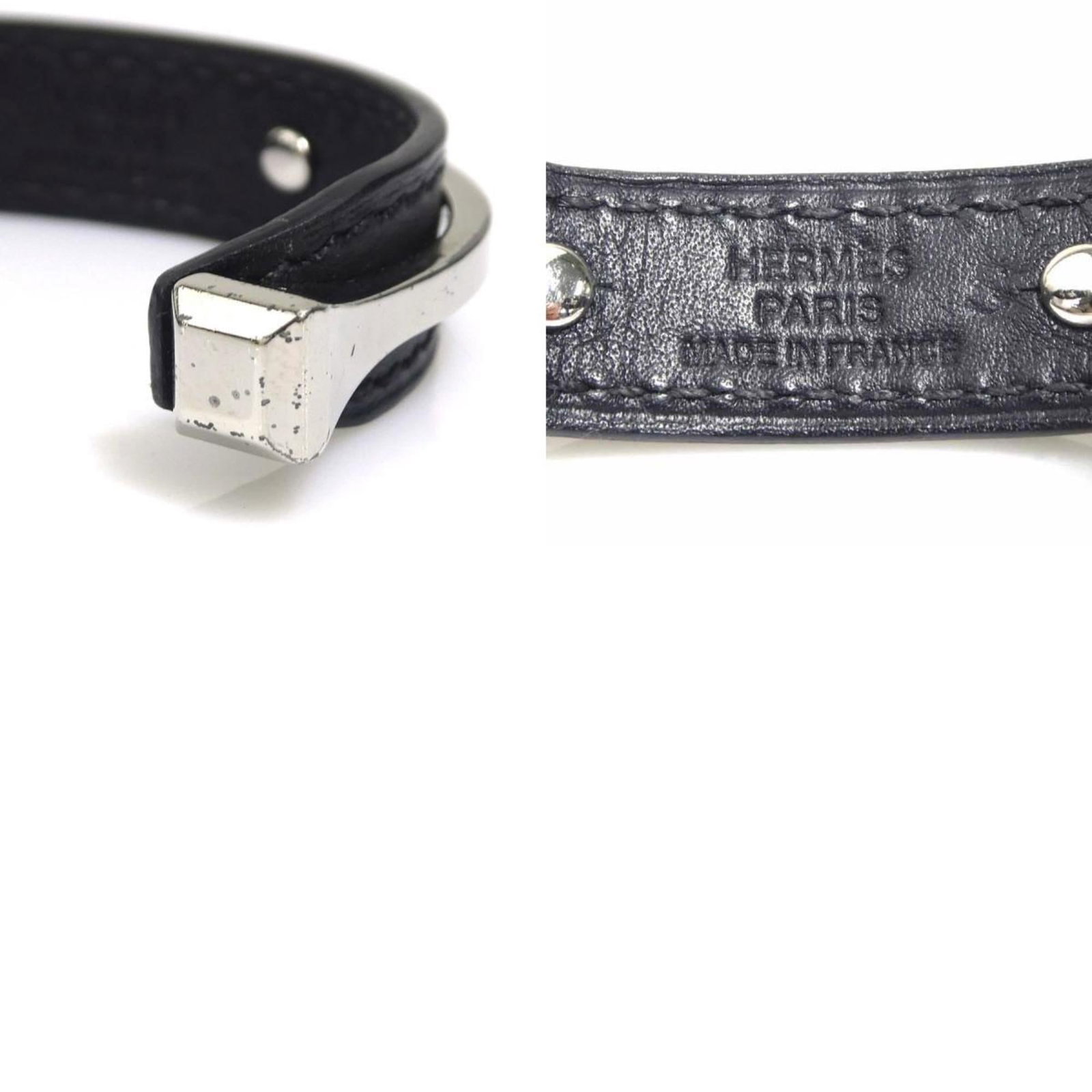 Metal leather bangle Hermes - 5