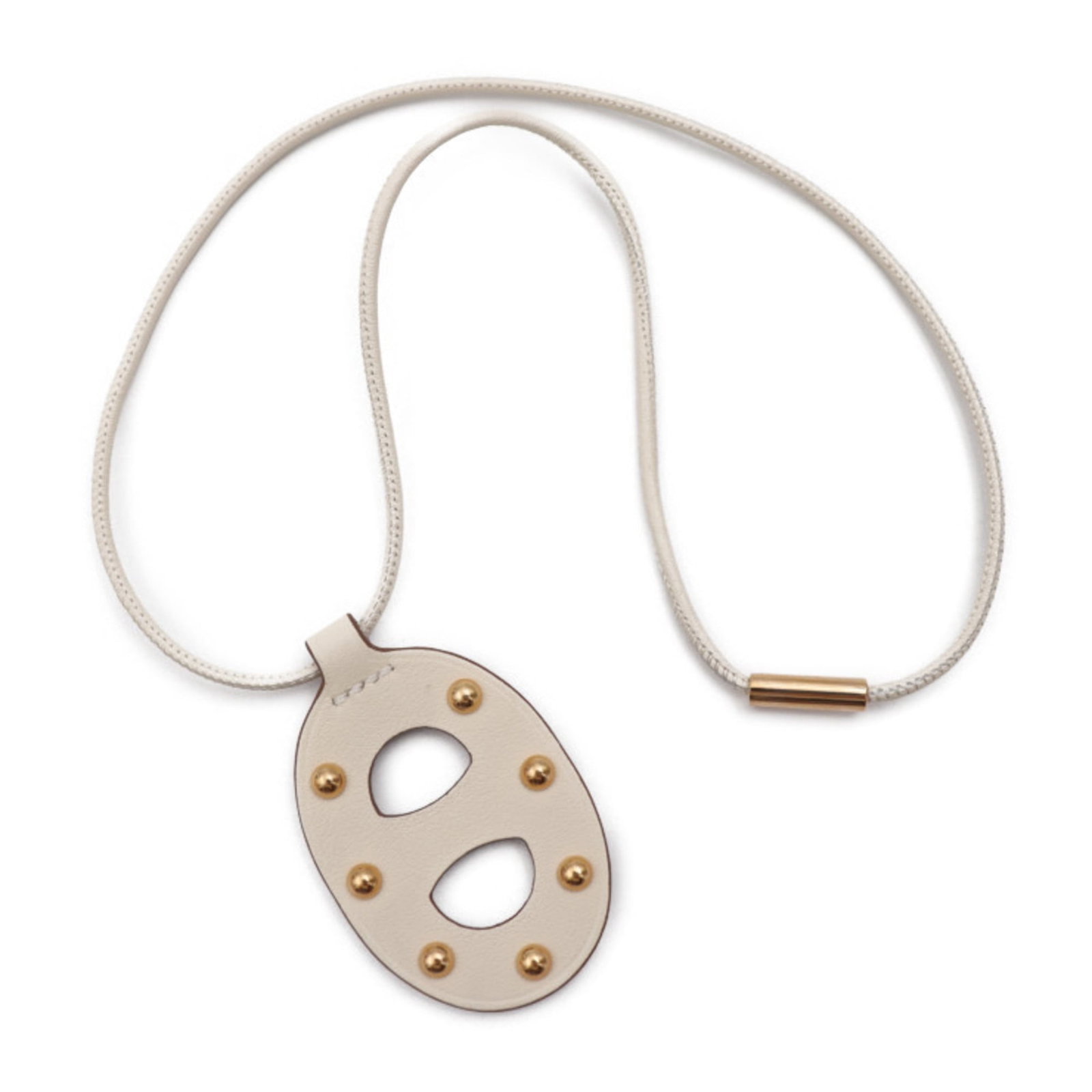 Hermes Shane Dunkle Pm Necklace Swift Nata Cream Series Brown Pink Gold Metal Fittings Pendant: Hermes Shane Dunkle Pm Necklace Swift Nata Cream Series Brown Pink Gold Metal Fittings Pendant Swift leather pendant from the Hermes Shane Dunkle Pm Series, featuring brown and cream colors, set in pi