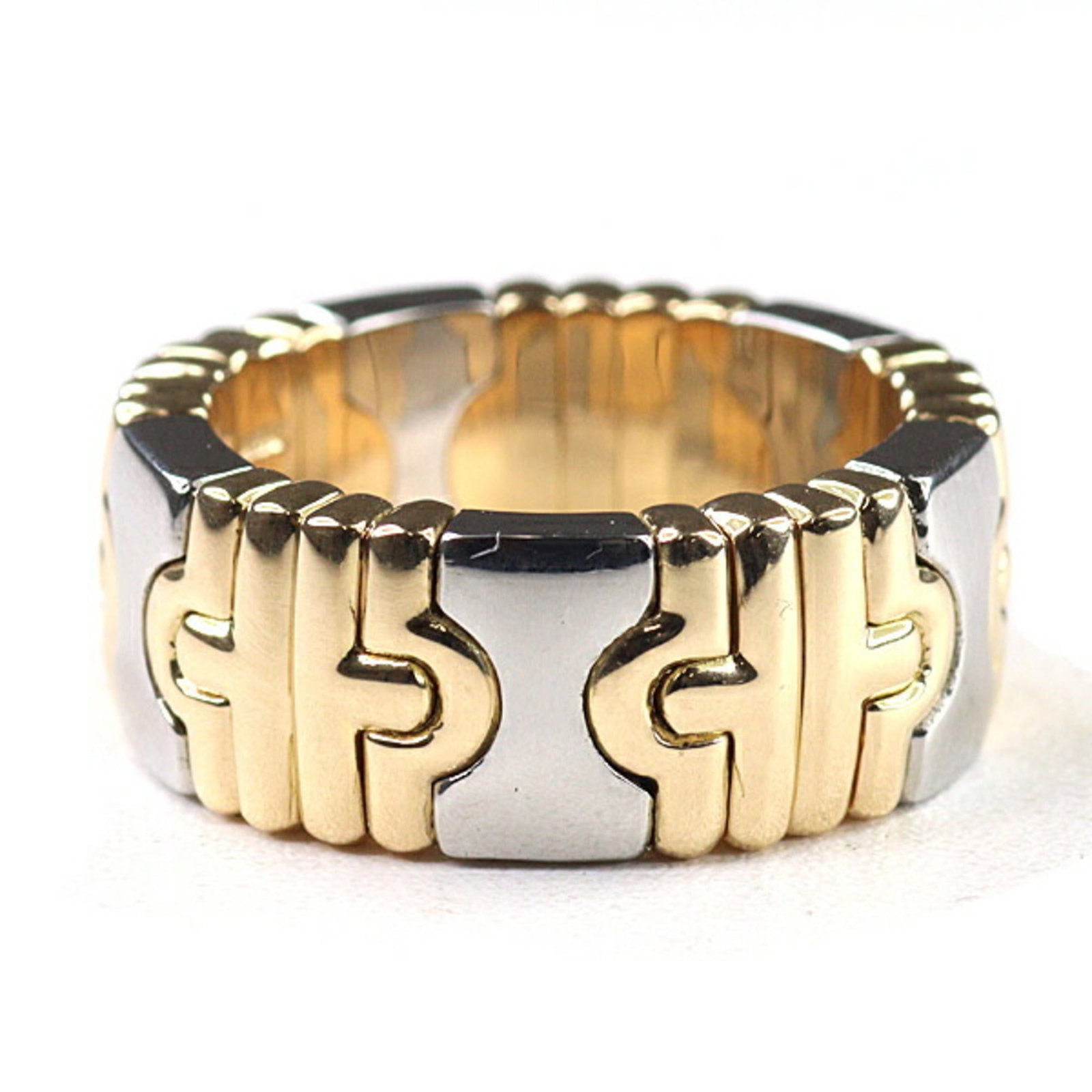 Sterling Silver Yellow Gold 18K Bvlgari Band Ring (1 of 6)