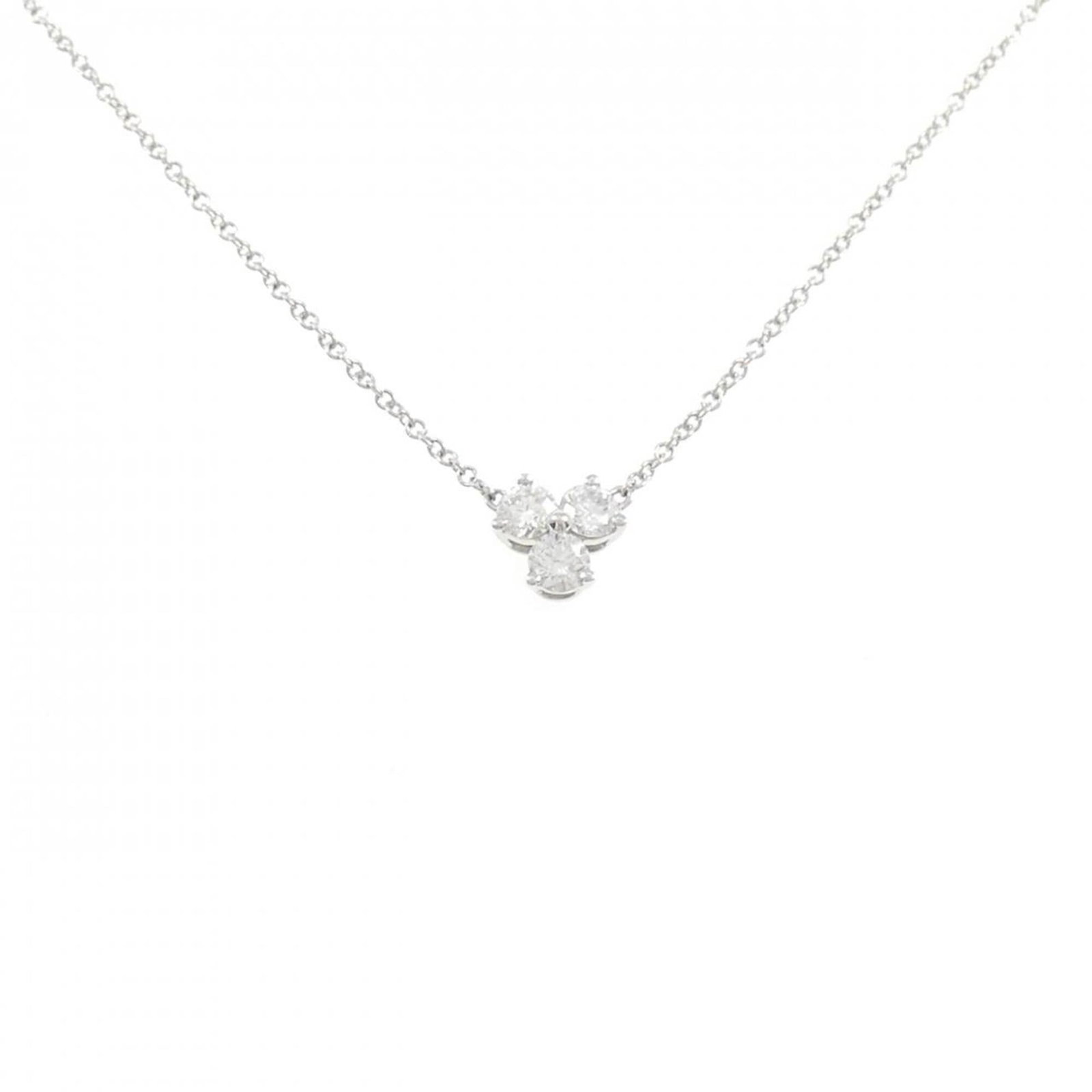 Aria Tiffany Necklace: Aria Tiffany Necklace Platinum pendant featuring the iconic Tiffany Necklace design, measuring 6.1mm x 6.7mm in size. This used item has hardly any traces of usage and is presented in like new