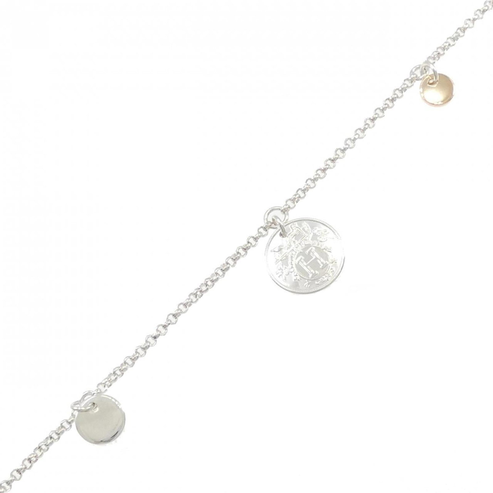 Charm bracelet pink gold silver 925 by Hermes: Charm bracelet pink gold silver 925 by Hermes Pink Gold and Silver 925 Charm Bracelet by Hermes, a stylish accessory for women, features a combination of elegant pink gold and silver details.