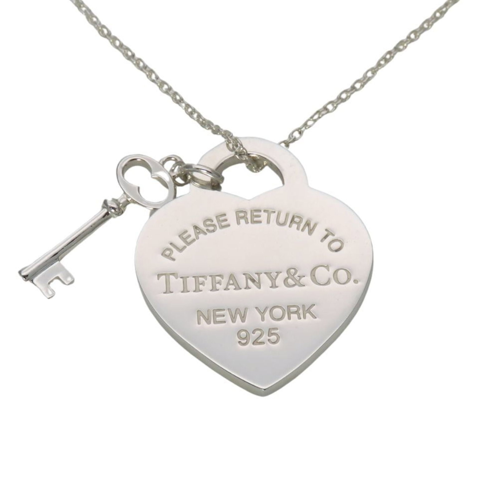 Tiffany & Co. Return To Heart Tag Key Necklace Sv925 Pendant Women'S.: Tiffany & Co. Return To Heart Tag Key Necklace Sv925 Pendant Women'S. Tiffany & Co. Return To Heart Tag Key Necklace features a stunning silver 925 pendant with intricate details, measuring 25.20mm x