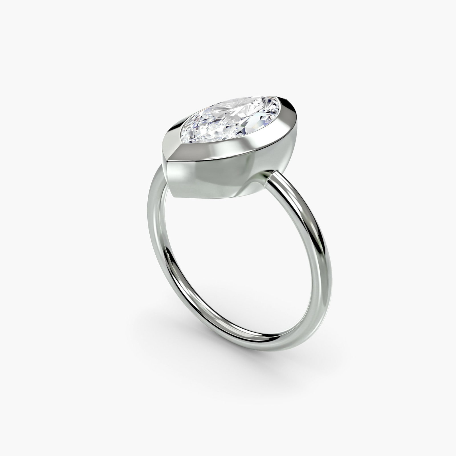 Solitaire Marquise 950 Platinum Ring Setting - 5