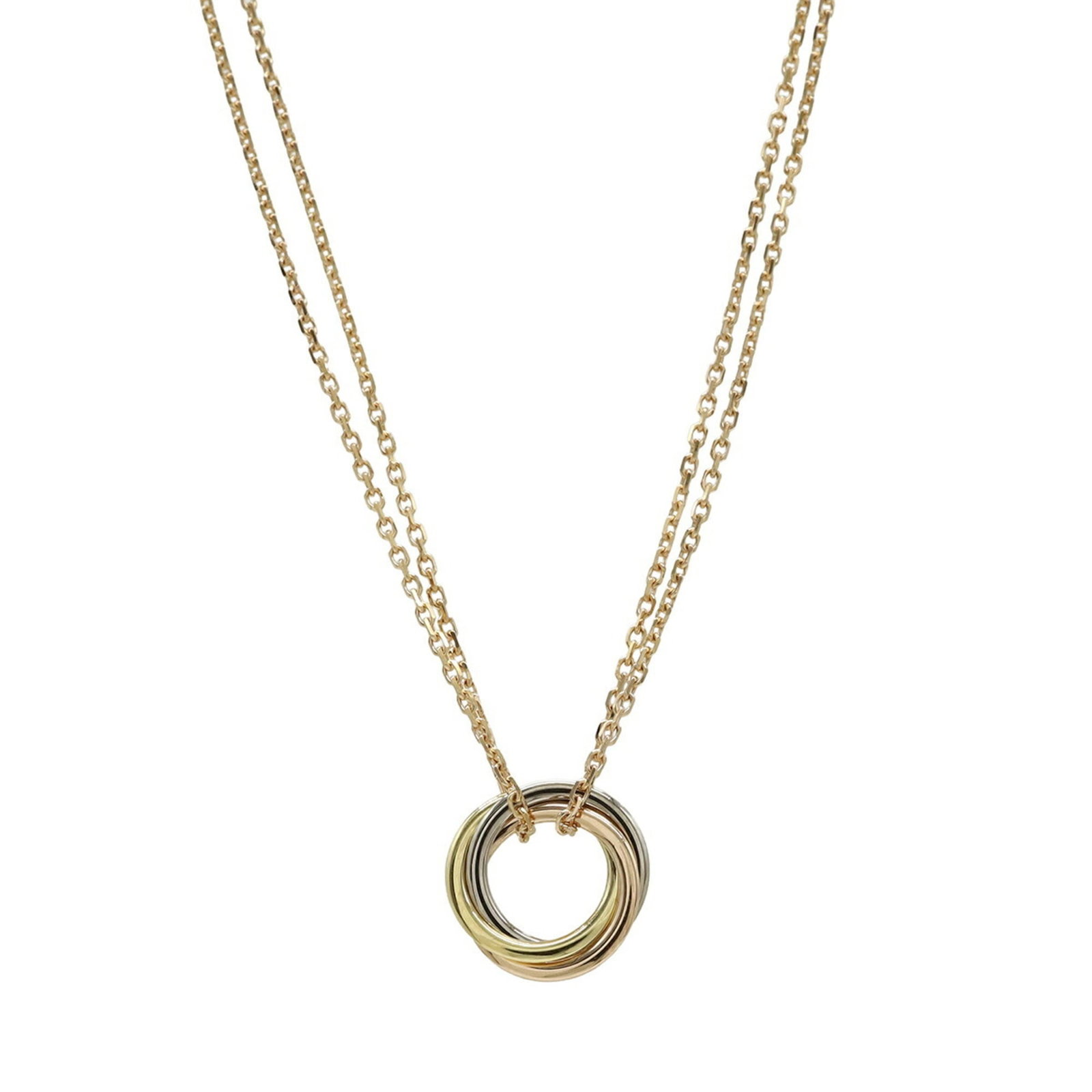 Cartier Sweet Trinity Necklace Pendant Double Chain 3 Colors 18K Pink Gold (Pg/ Wg/ Yg) B7218200: Cartier Sweet Trinity Necklace Pendant Double Chain 3 Colors 18K Pink Gold (Pg/ Wg/ Yg) B7218200 Cartier's Sweet Trinity Necklace Pendant Double Chain in 18K Pink, White, and Yellow Gold offers a