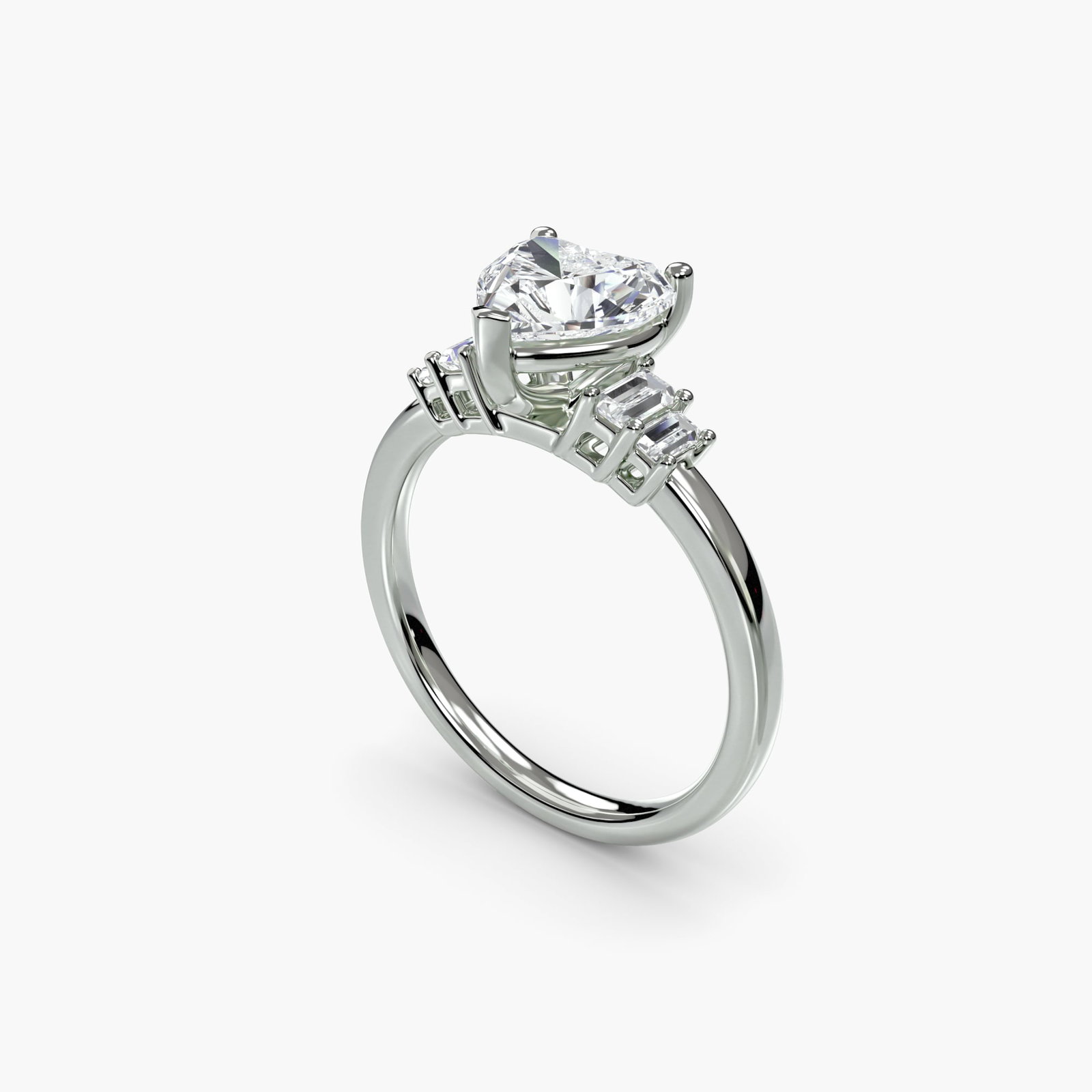 Solitaire Emerald 950 Platinum Ring Setting - 5