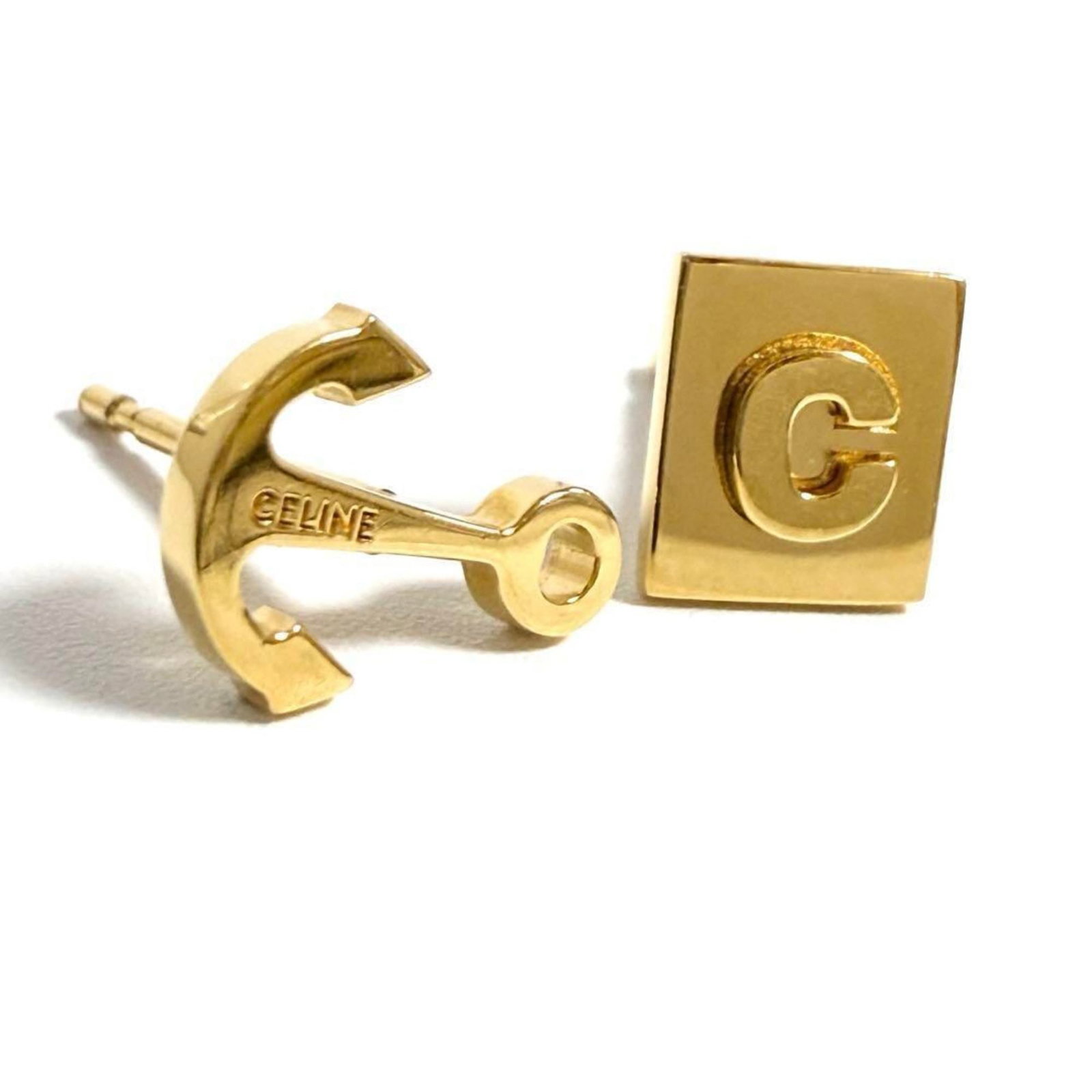 Celine Stud Metal Earrings - 2