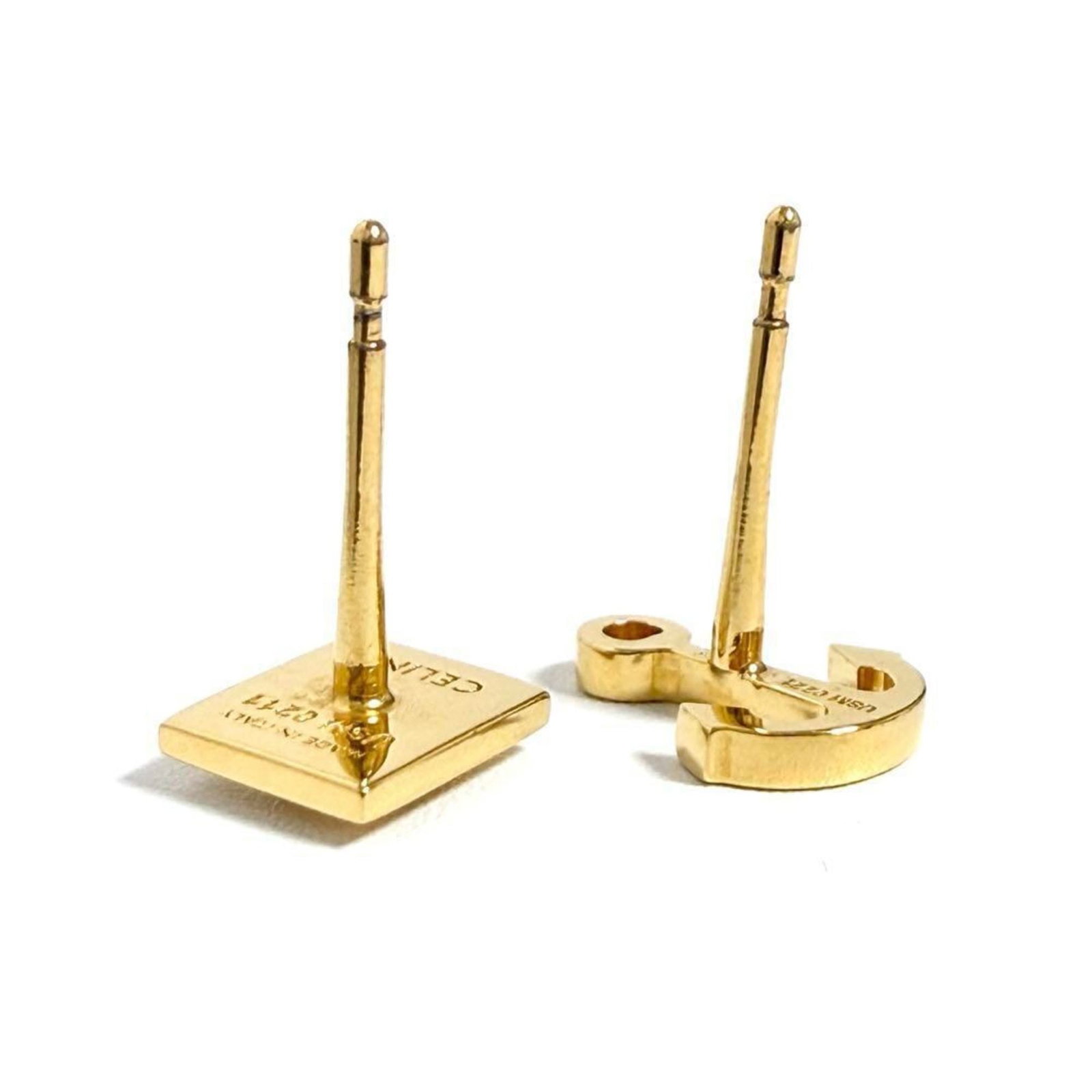 Celine Stud Metal Earrings - 4