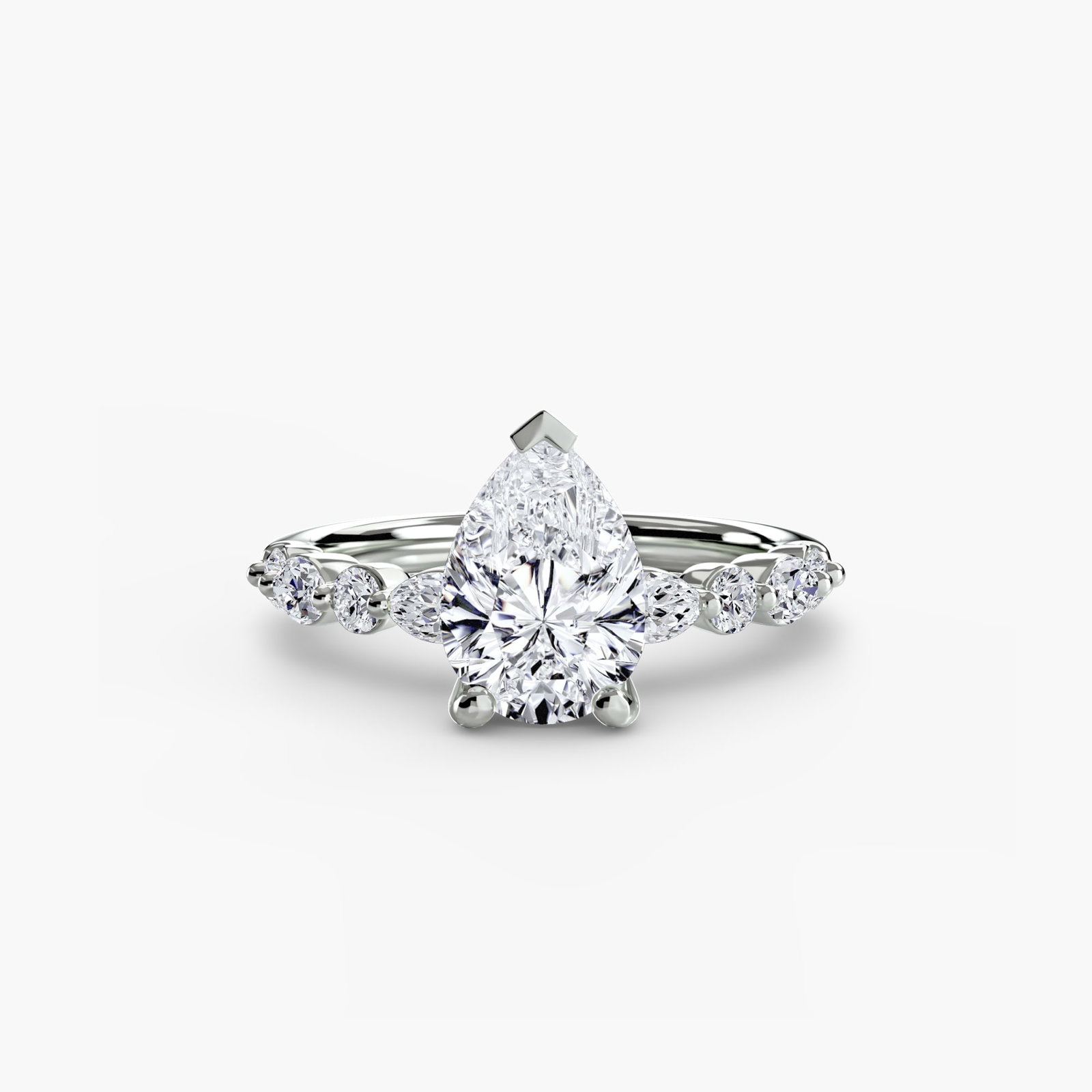 Pave Pear 950 Platinum Ring Setting - 2