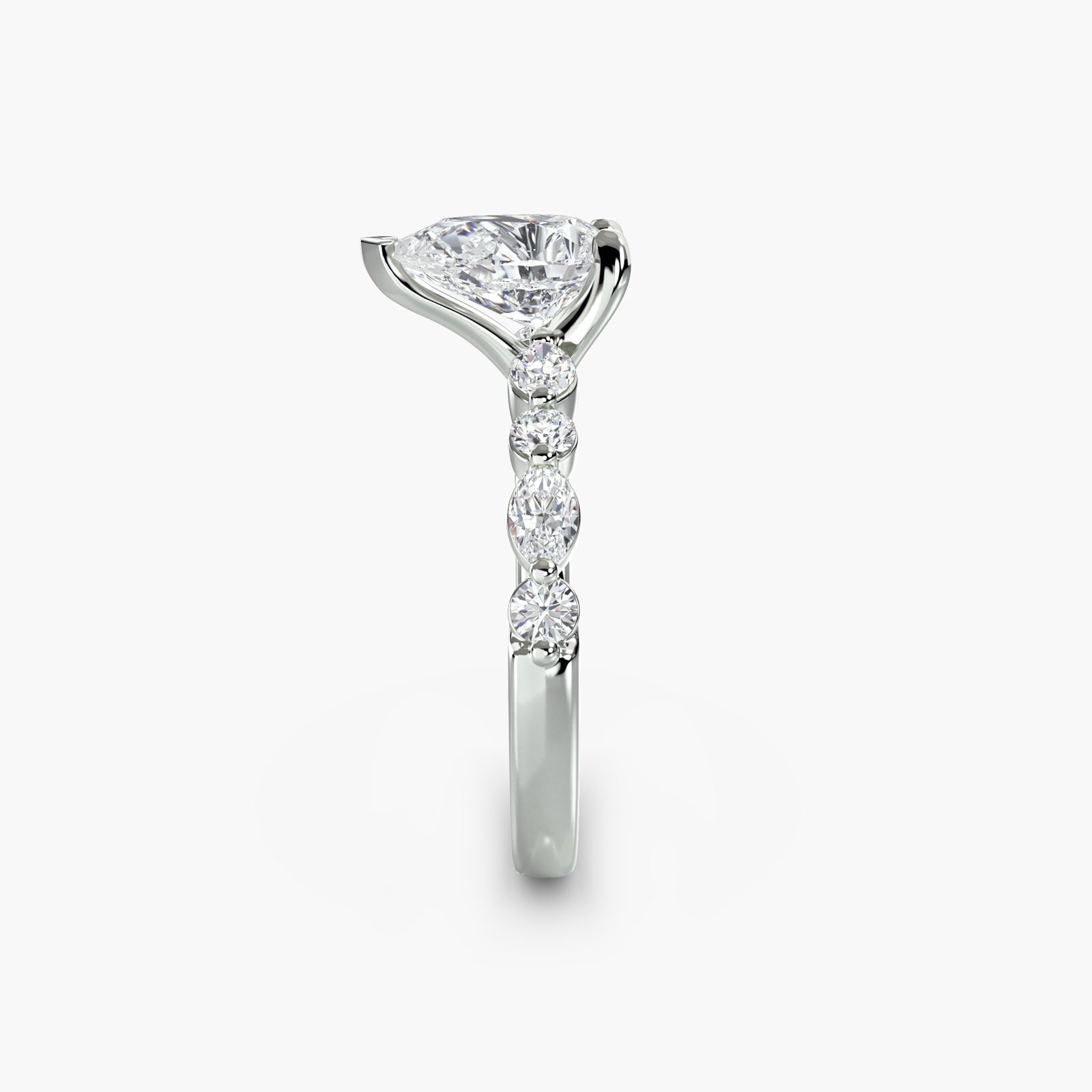 Pave Pear 950 Platinum Ring Setting - 3
