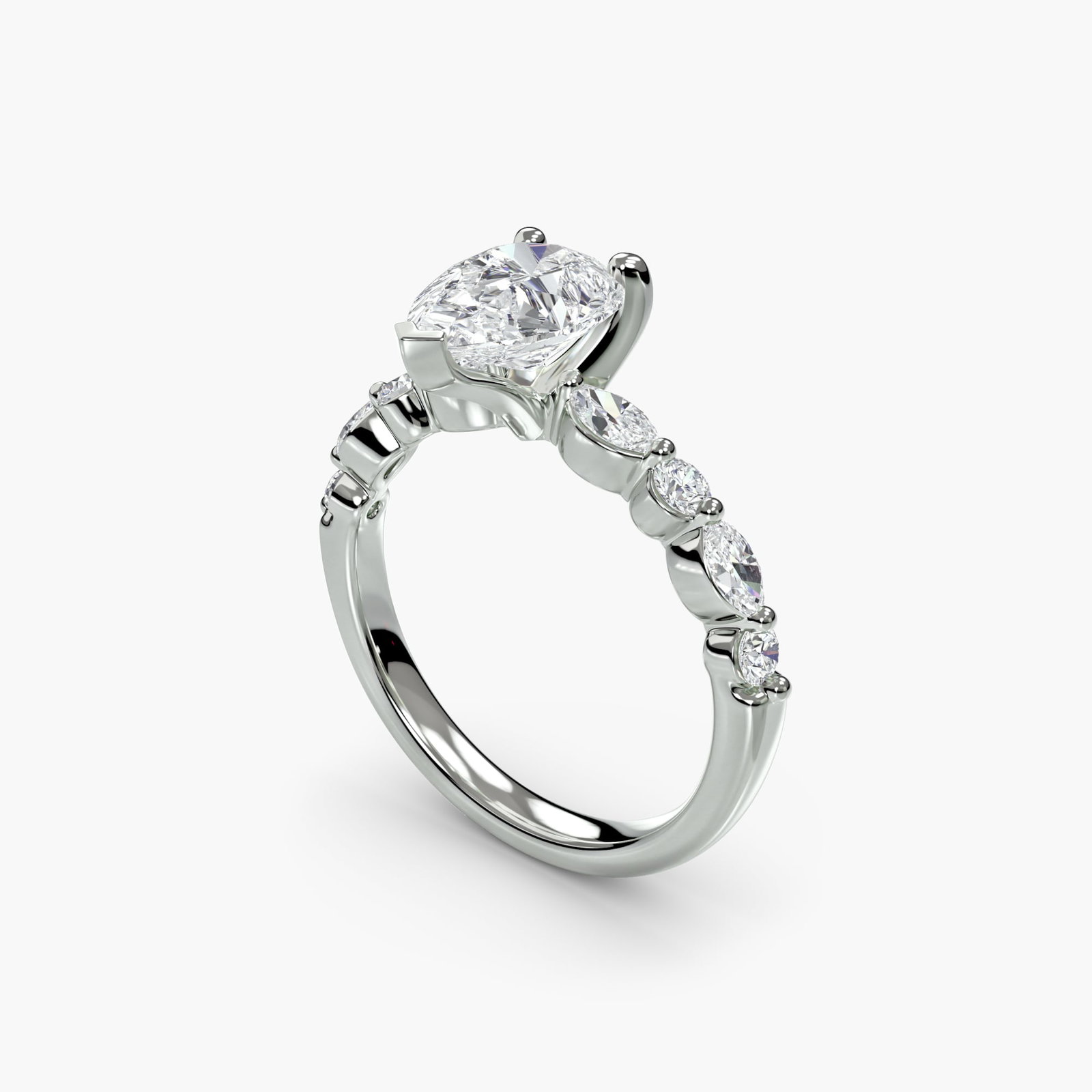 Pave Pear 950 Platinum Ring Setting - 5