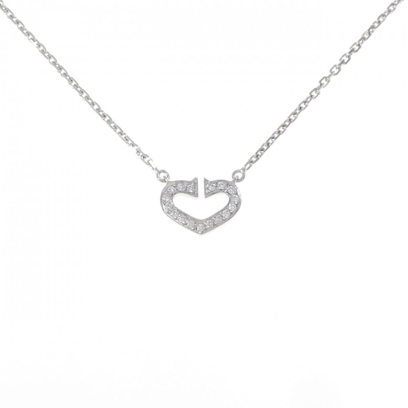 Heart Necklace from Cartier: Heart Necklace from Cartier White gold Cartier necklace features a stunning diamond pendant, set against a sleek and modern design. The 39 cm chain provides a comfortable fit, while the 8.8mm x 12.2mm
